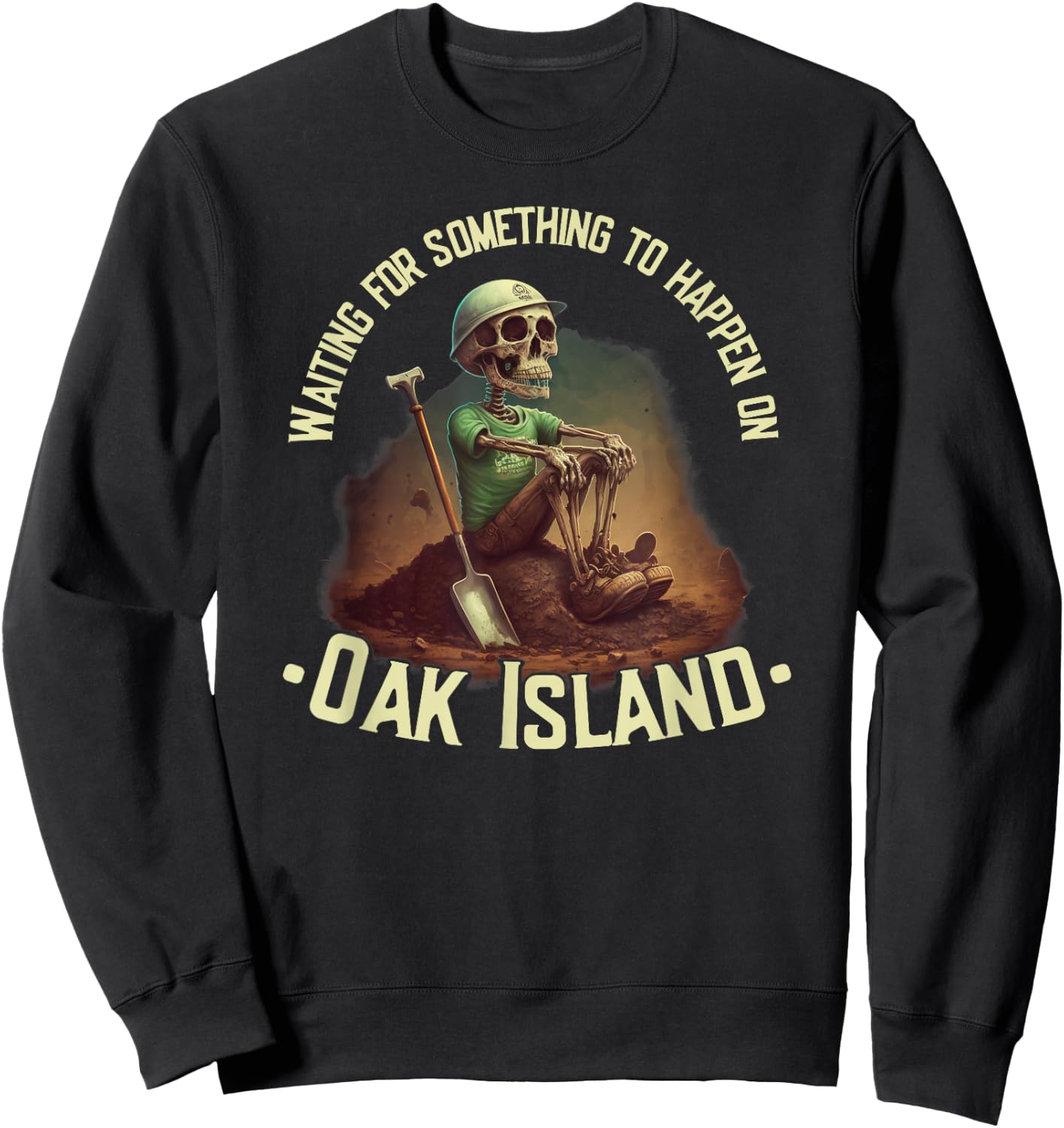 Oak Island Treasure Hunting Skeleton Oak Island Mystery Sweatshirt - Sweatshirt | Black