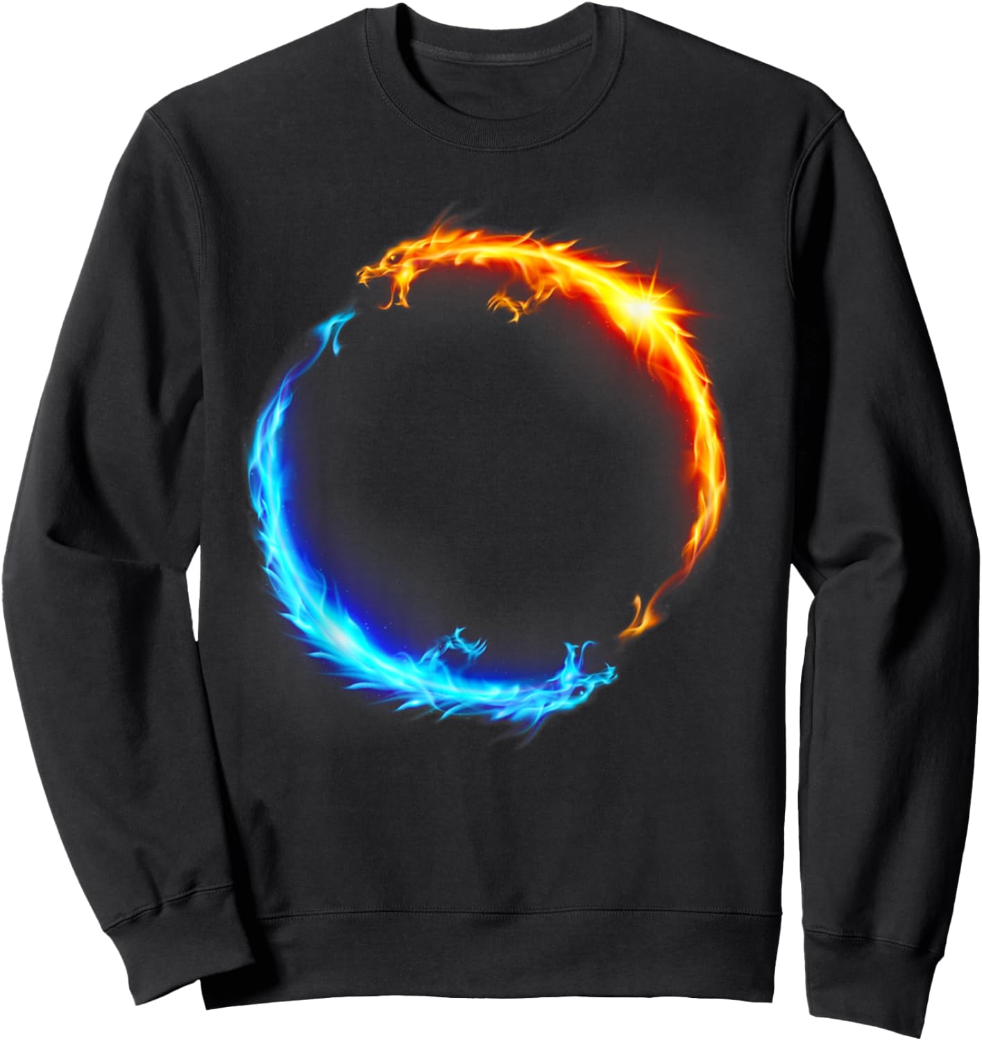 EMF Fire and Ice Dueling Dragons -Adults Black Sweatshirt - Sweatshirt | Black