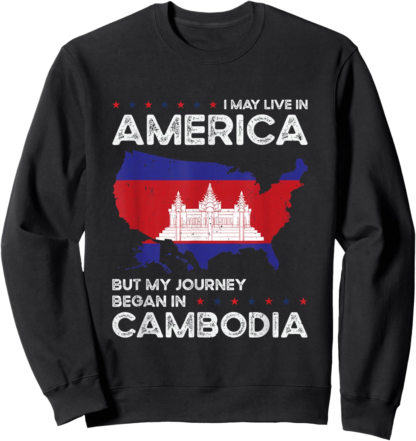 Cambodian American Patriot USA Grown Cambodia US Flag Sweatshirt - Sweatshirt | Black