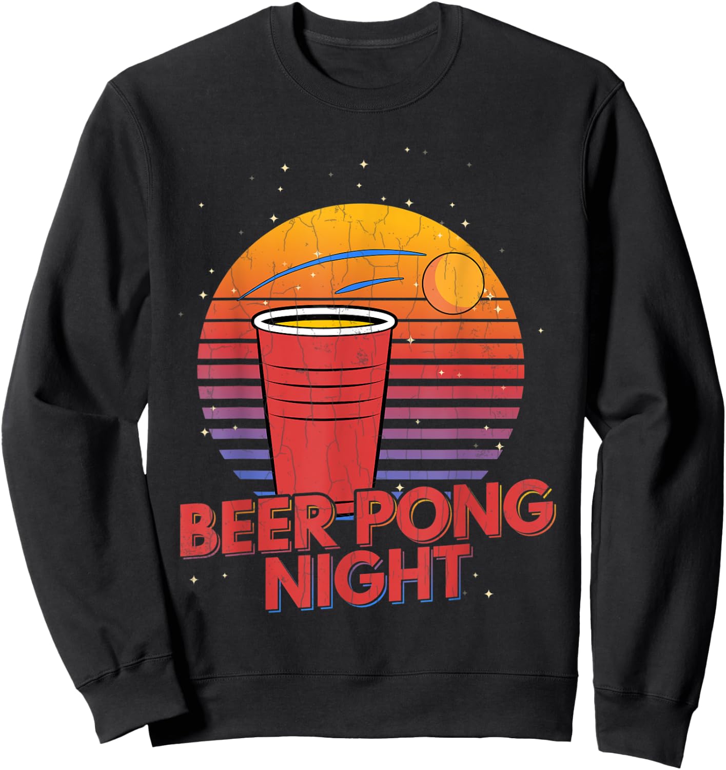 Beer Pong Night Funny Sports Lover Player Coach Graphic Sweatshirt - Sweatshirt | Black