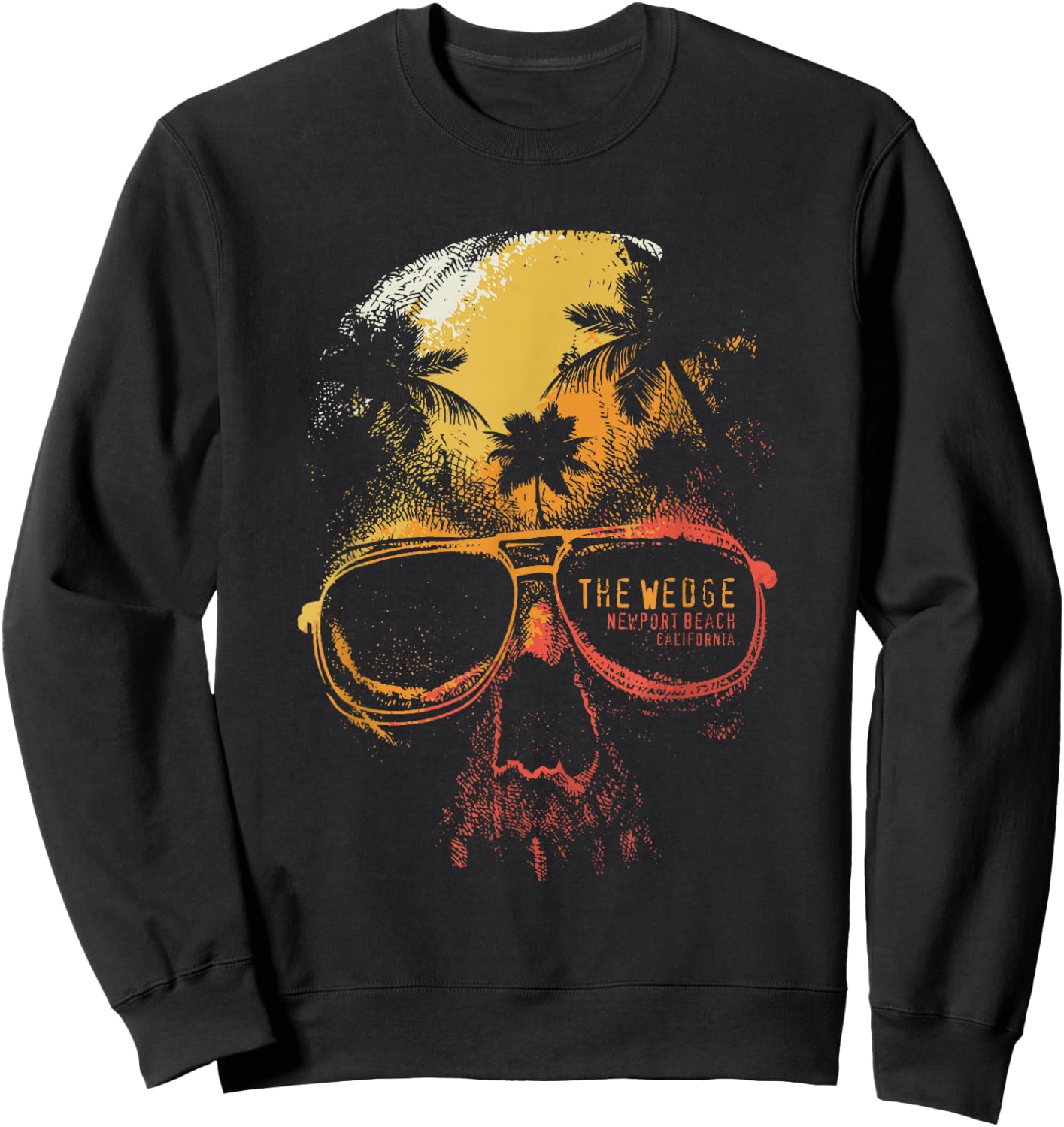 The Wedge Newport Beach Skull Summer California Surfing Sweatshirt - Sweatshirt | Black