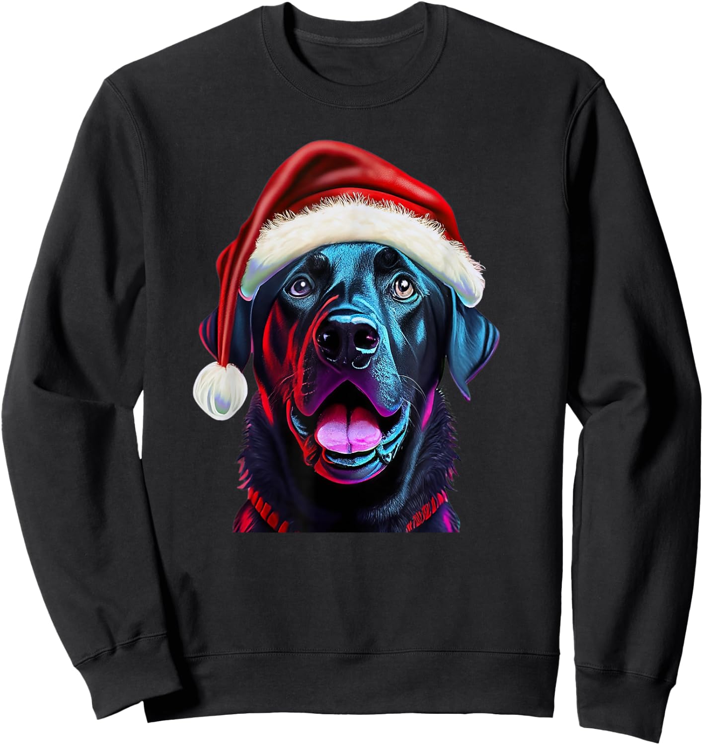 Black Lab Christmas Magic: Labrador in Santa Hat Sweatshirt - Sweatshirt | Black