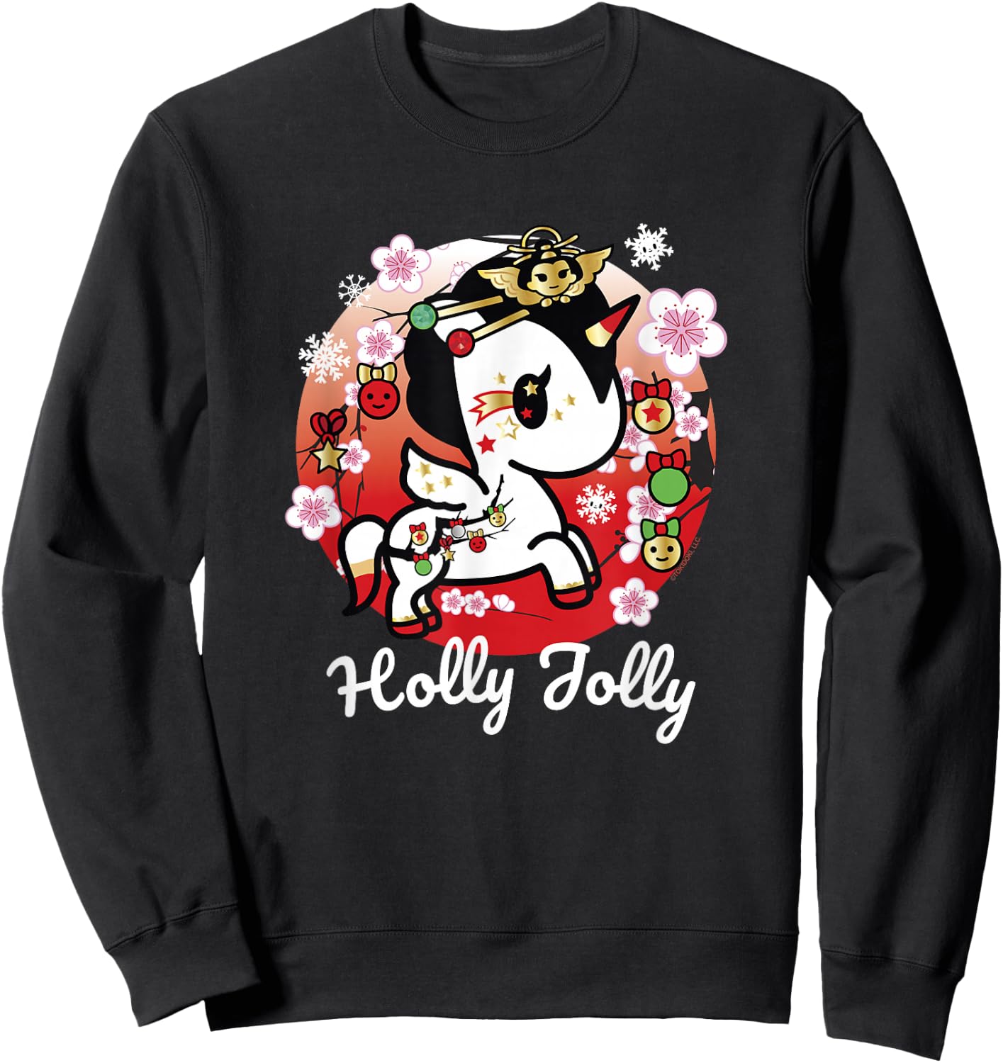Tokidoki Christmas Holly Jolly Unicorno Spirit Cute Portrait Sweatshirt - Sweatshirt | Black