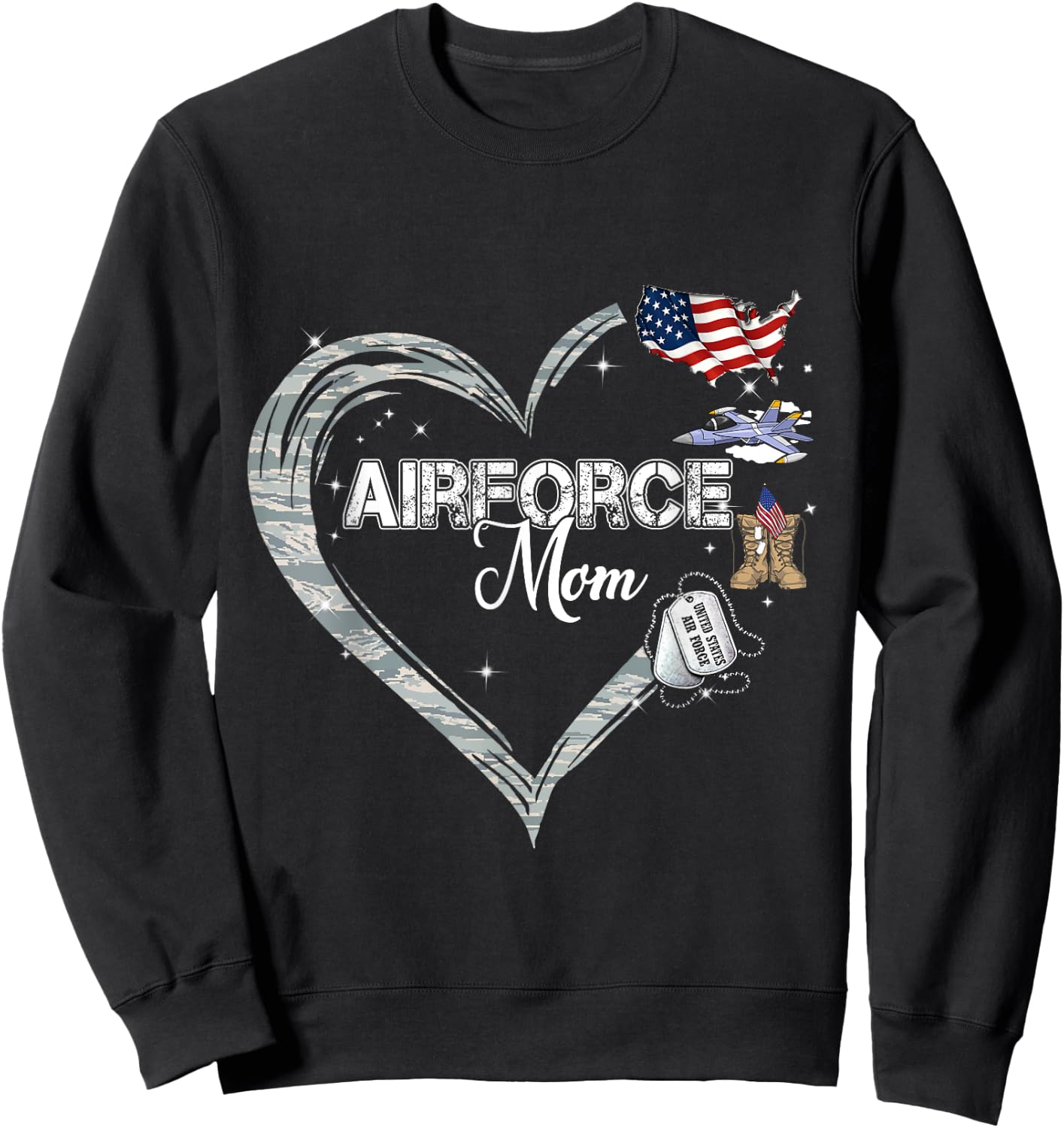 Proud Air Force Mom Air Force Graduation Mom USAF Mom Sweatshirt - Sweatshirt | Black