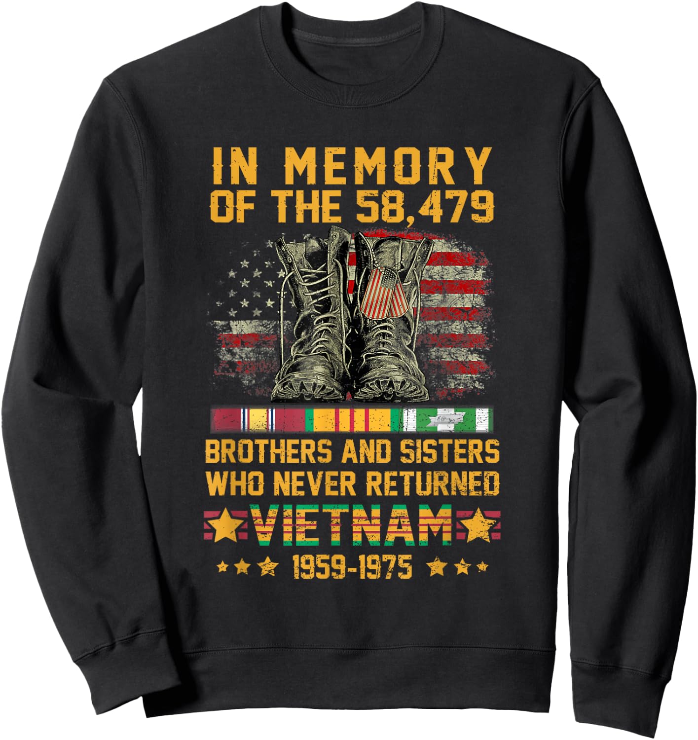 in Memory of The 58479 Brothers and Sisters Vietnam Veteran Sweatshirt - Sweatshirt | Black