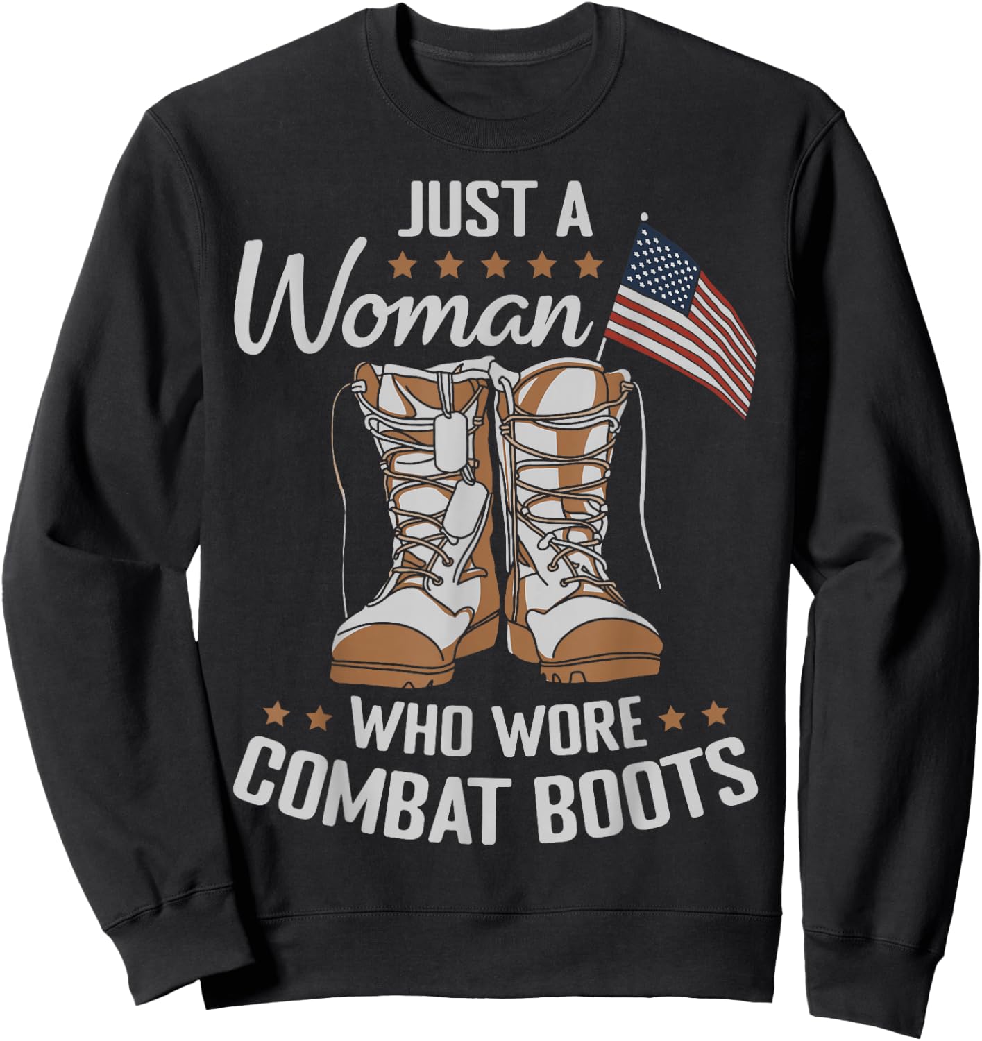Female Veteran Flag Boots Women Veteran Mother Grandma Sweatshirt - Sweatshirt | Black