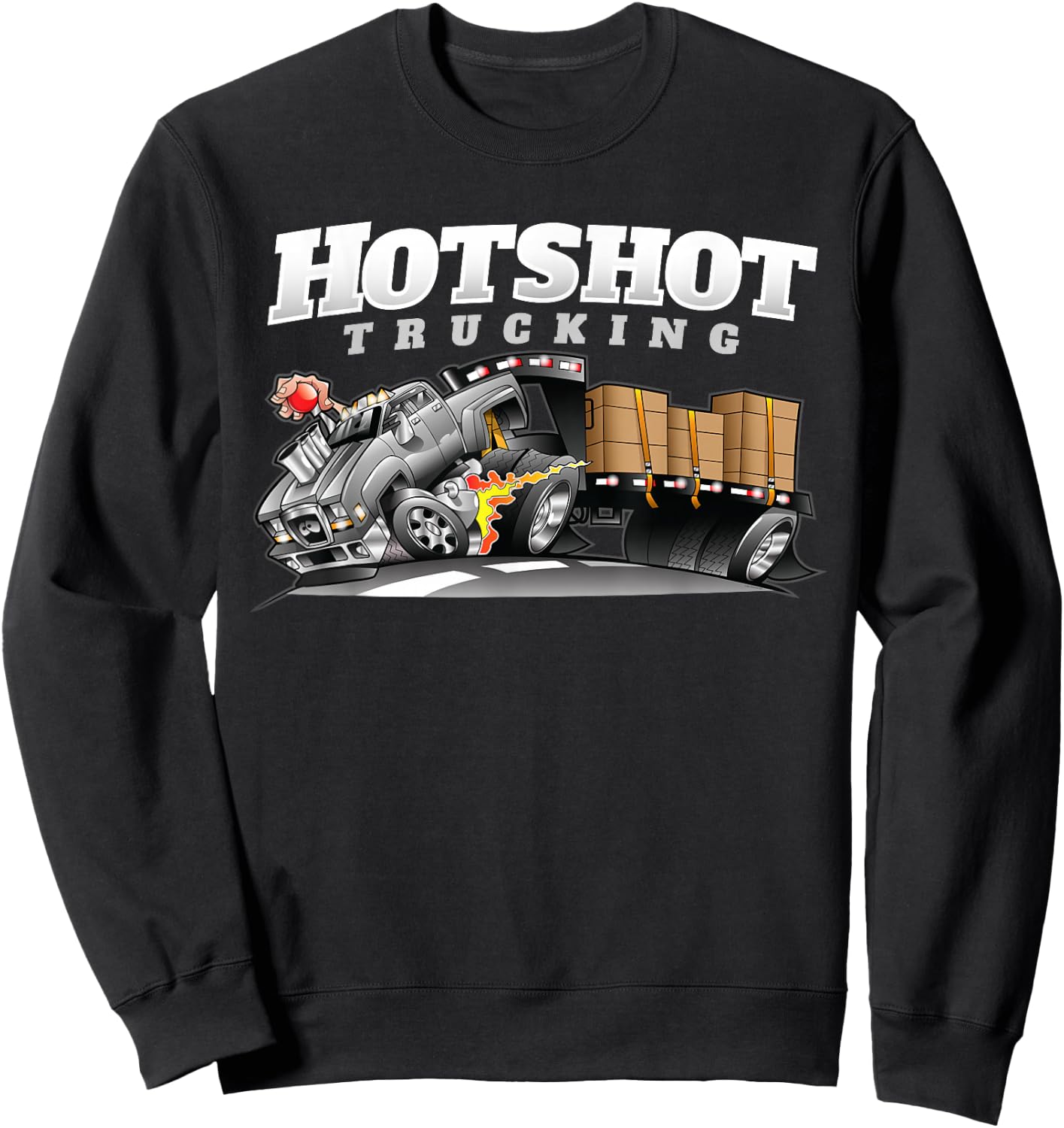 Hotshot Trucking Dually Truck And Trailer Dual Wheel Hauling Sweatshirt - Sweatshirt | Black