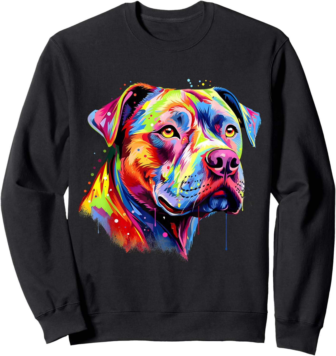 Pit Bull Mom Dog Lover Colorful Artistic Pitbull Owner Women Sweatshirt - Sweatshirt | Black