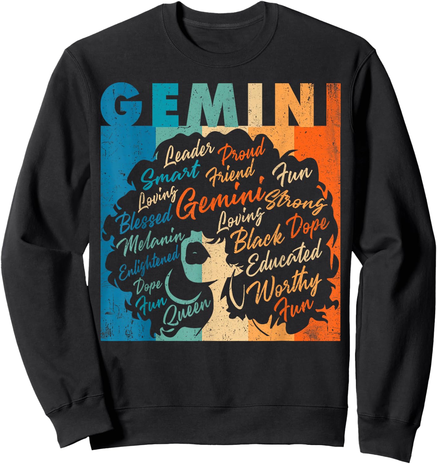 African American Women Zodiac Birthday Gemini Girl Sweatshirt - Sweatshirt | Black
