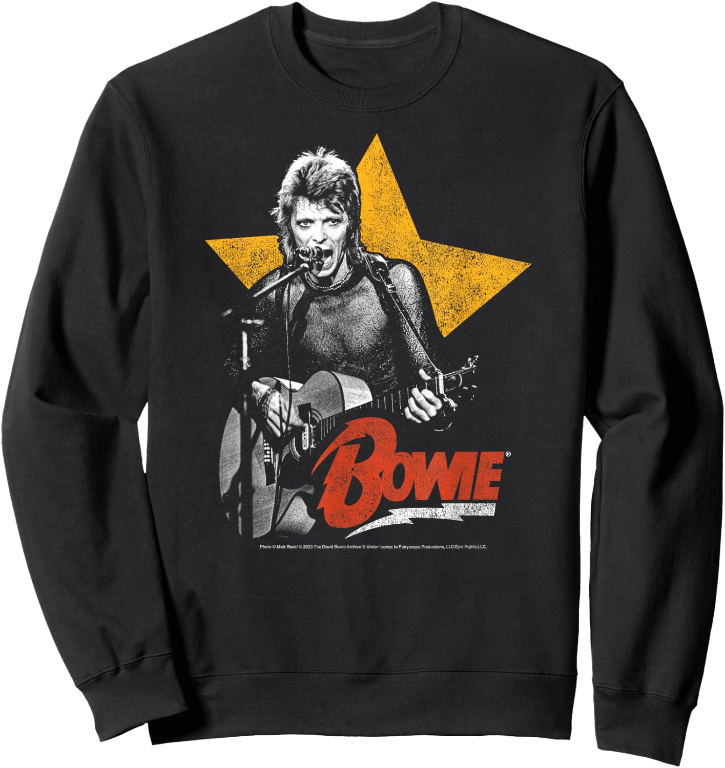 David Bowie- Bowie Guitar with Star Sweatshirt - Sweatshirt | Black