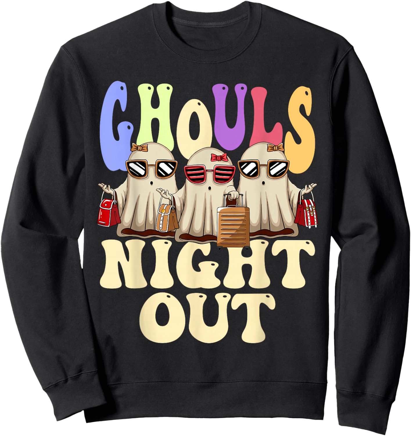 Ghouls Night Out Halloween Party Ghost Sweatshirt - Sweatshirt | Black