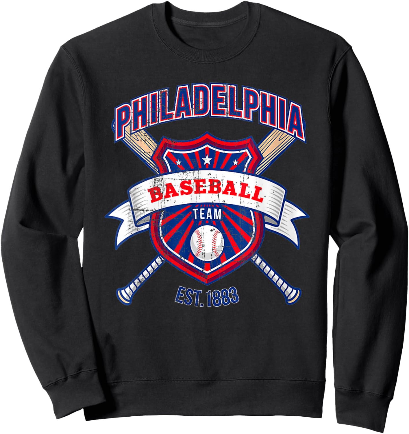 Distressed Retro Look Philly Tailgate Party Gameday Fan Gift Sweatshirt - Sweatshirt | Black