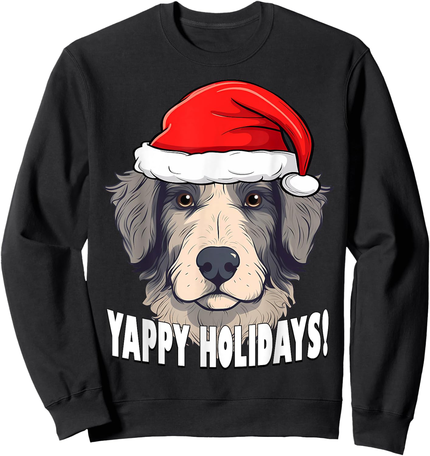 Christmas Aussiedoodle Yappy Holidays Funny Puppy Dog Sweatshirt - Sweatshirt | Black