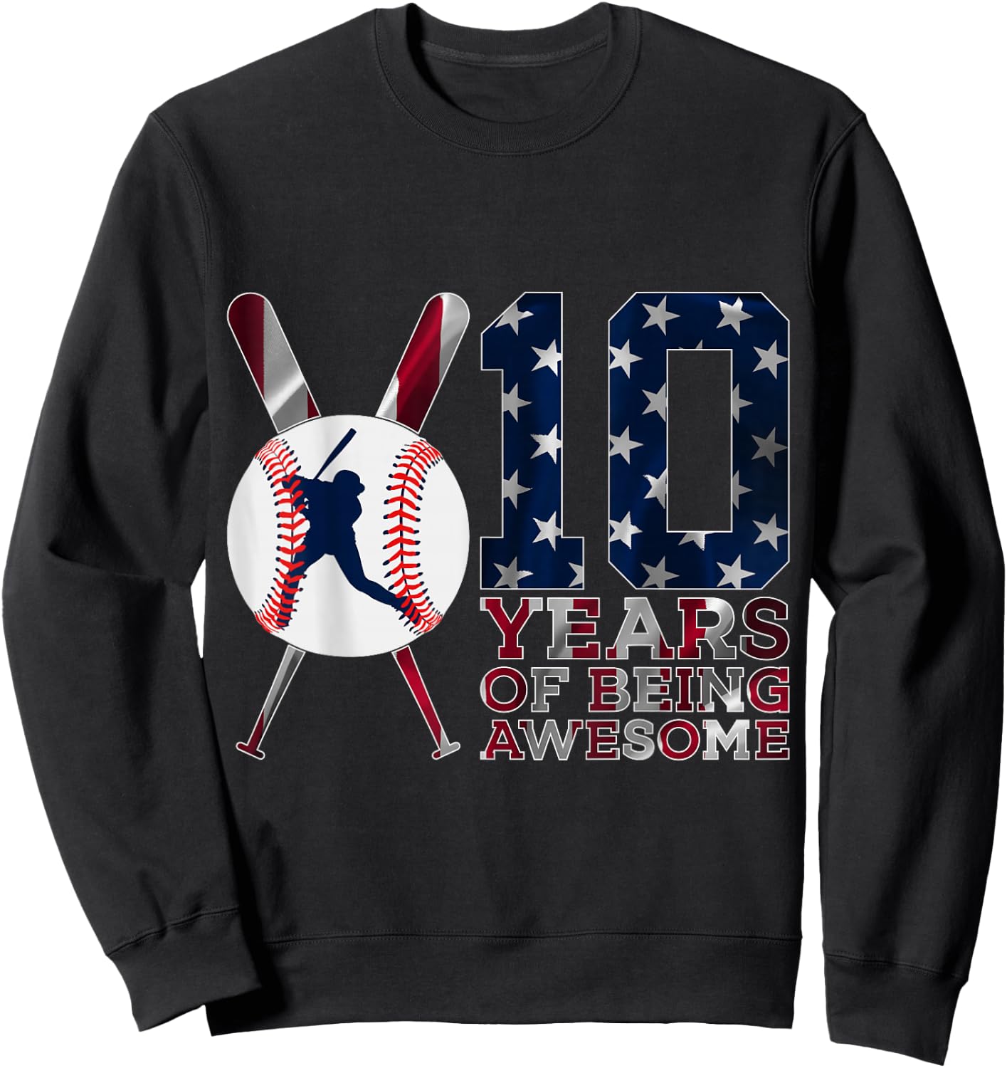 10 Years of Being Awesome Baseball 10th Birthday Sweatshirt - Sweatshirt | Black