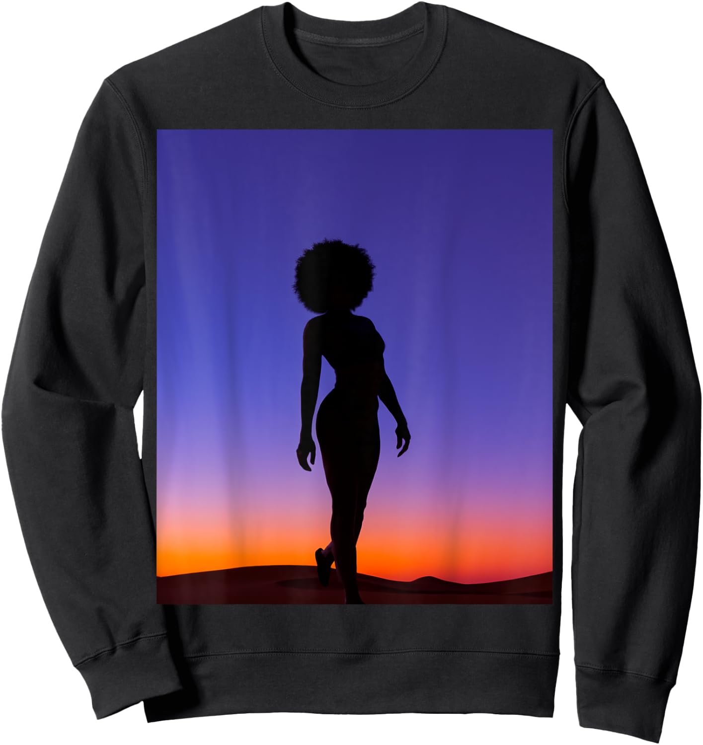 Mysterious Mirage: Silhouetted Sojourn in a Desert Night Sweatshirt - Sweatshirt | Black