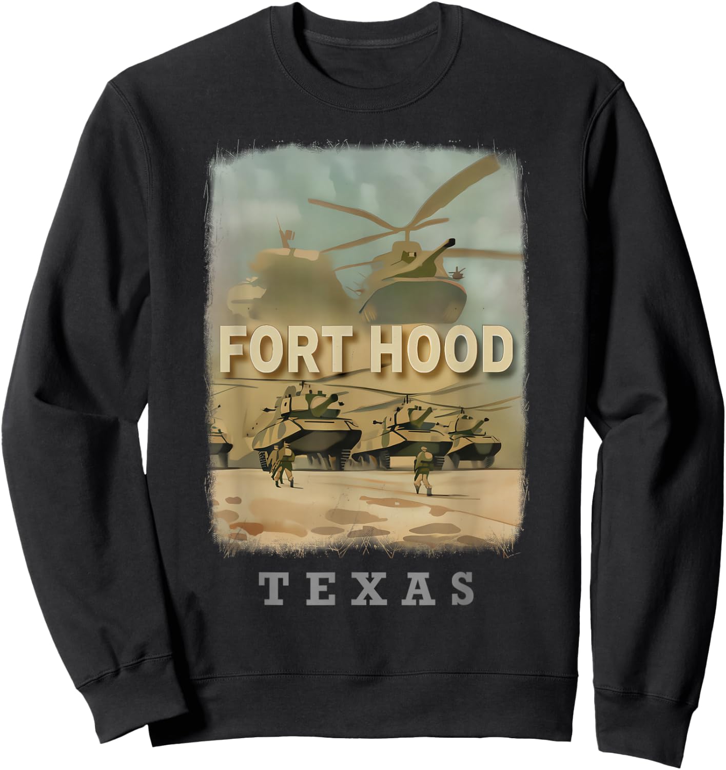 Fort Hood Texas TX Military Might SD755 Sweatshirt - Sweatshirt | Black
