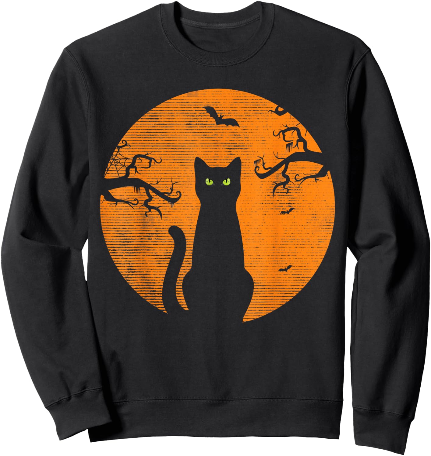 Vintage Scary Christmas Cat Costume Retro Cat Moon Black Cat Sweatshirt - Sweatshirt | Black