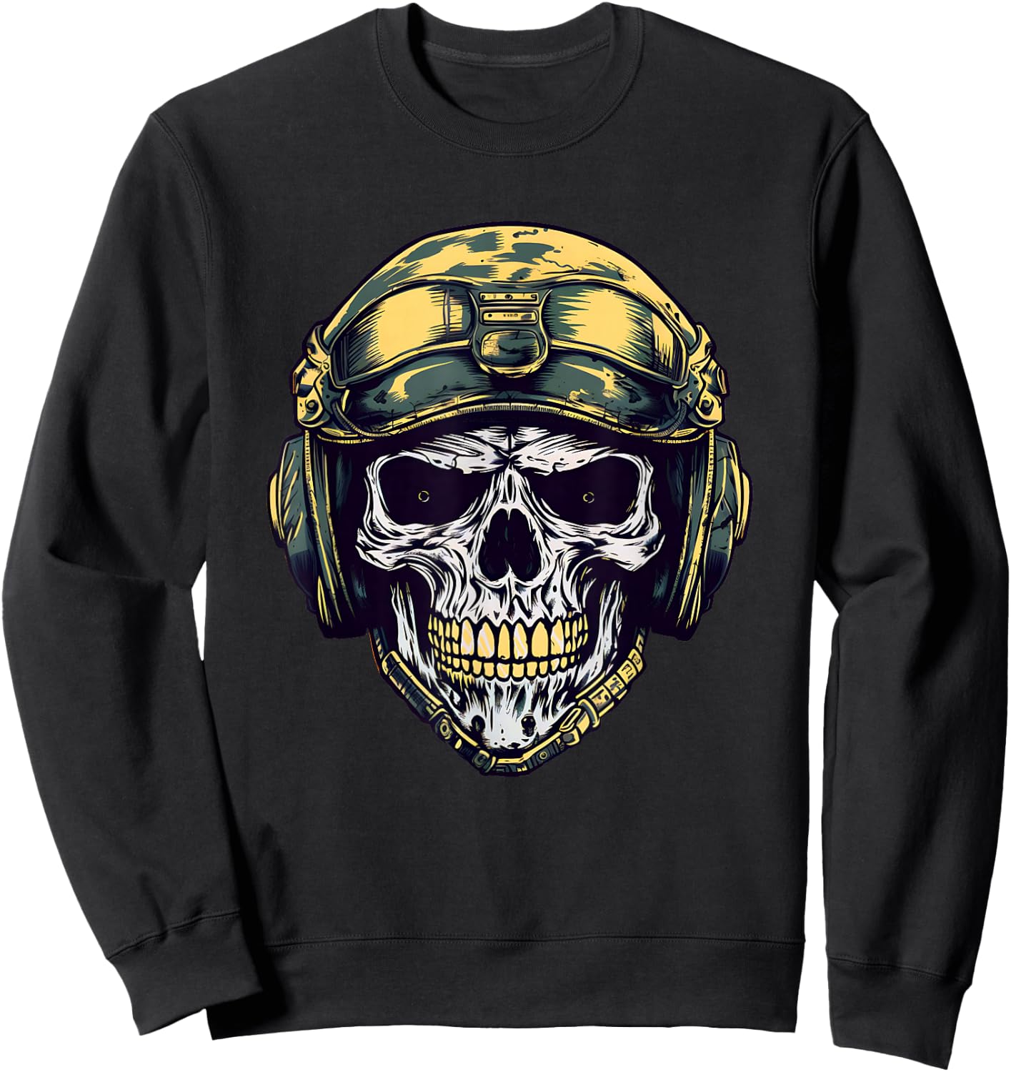 Skull Ballistic Helmet Military Camouflage Sweatshirt - Sweatshirt | Black