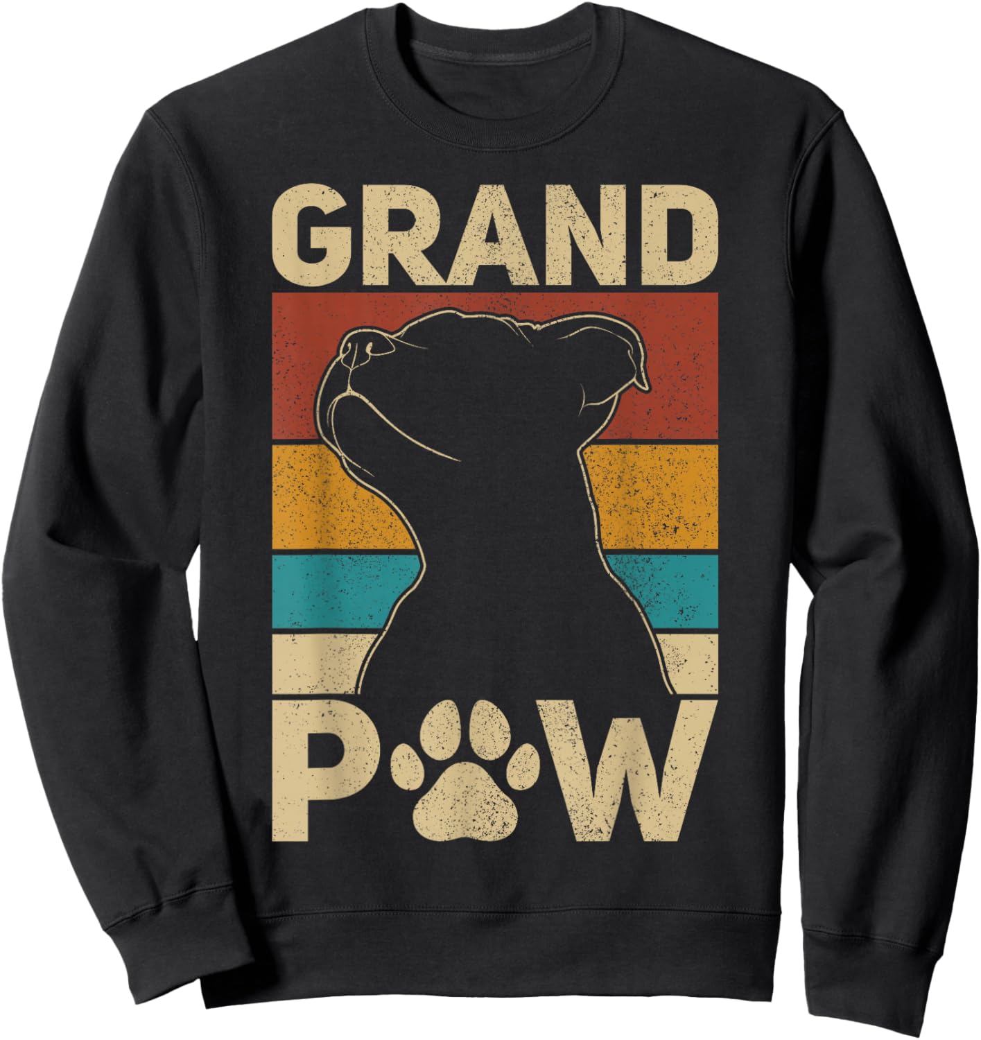 Grandpaw Dog Grandpa Funny Dog Lover Grandfather Men Pitbull Sweatshirt - Sweatshirt | Black