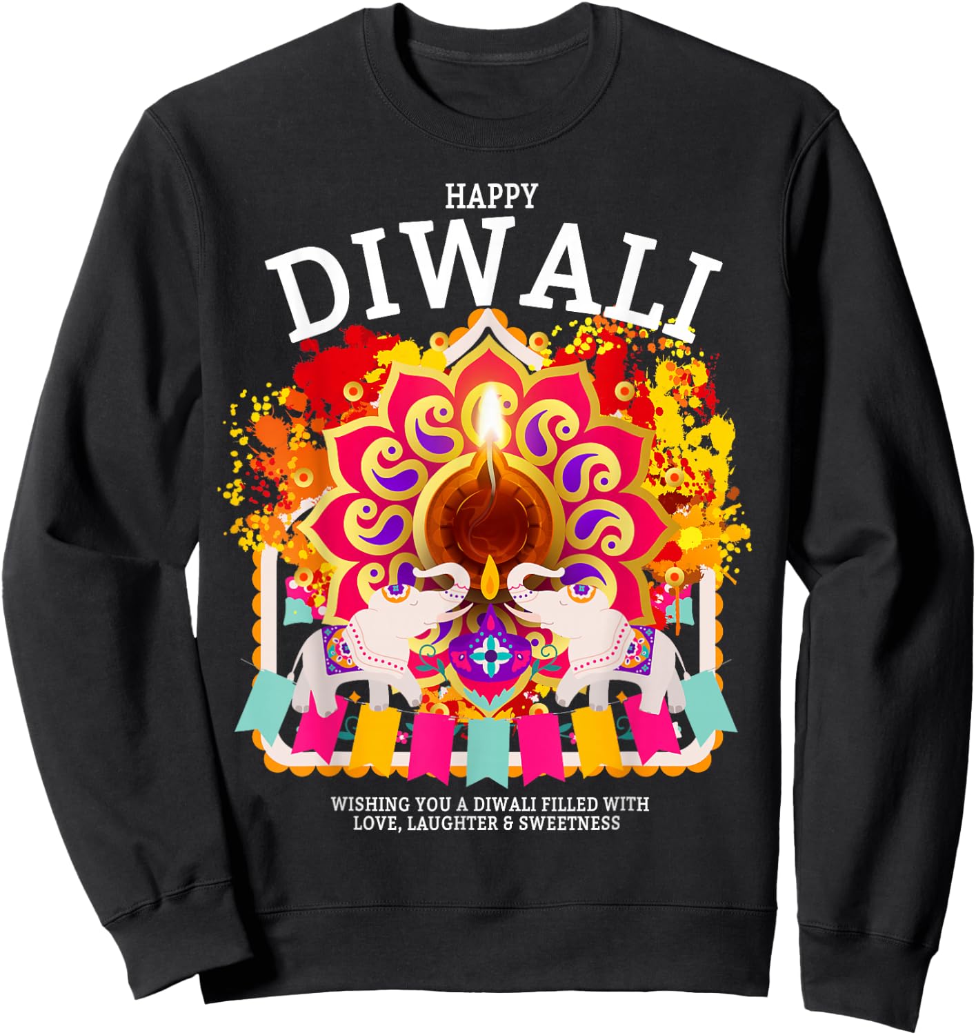 Happy Diwali Outfit Idea For Kids & Hindu Festival Diwali Sweatshirt - Sweatshirt | Black