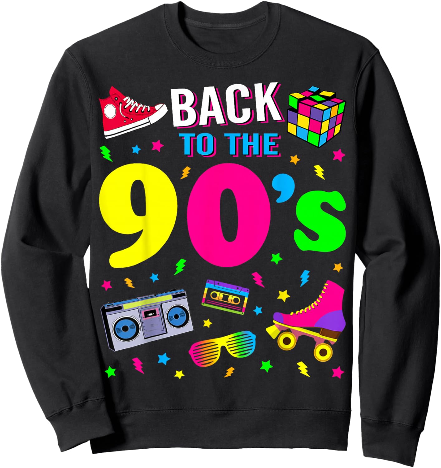 Back to 90's 1990s Vintage Retro Nineties Costume Party Gift Sweatshirt - Sweatshirt | Black