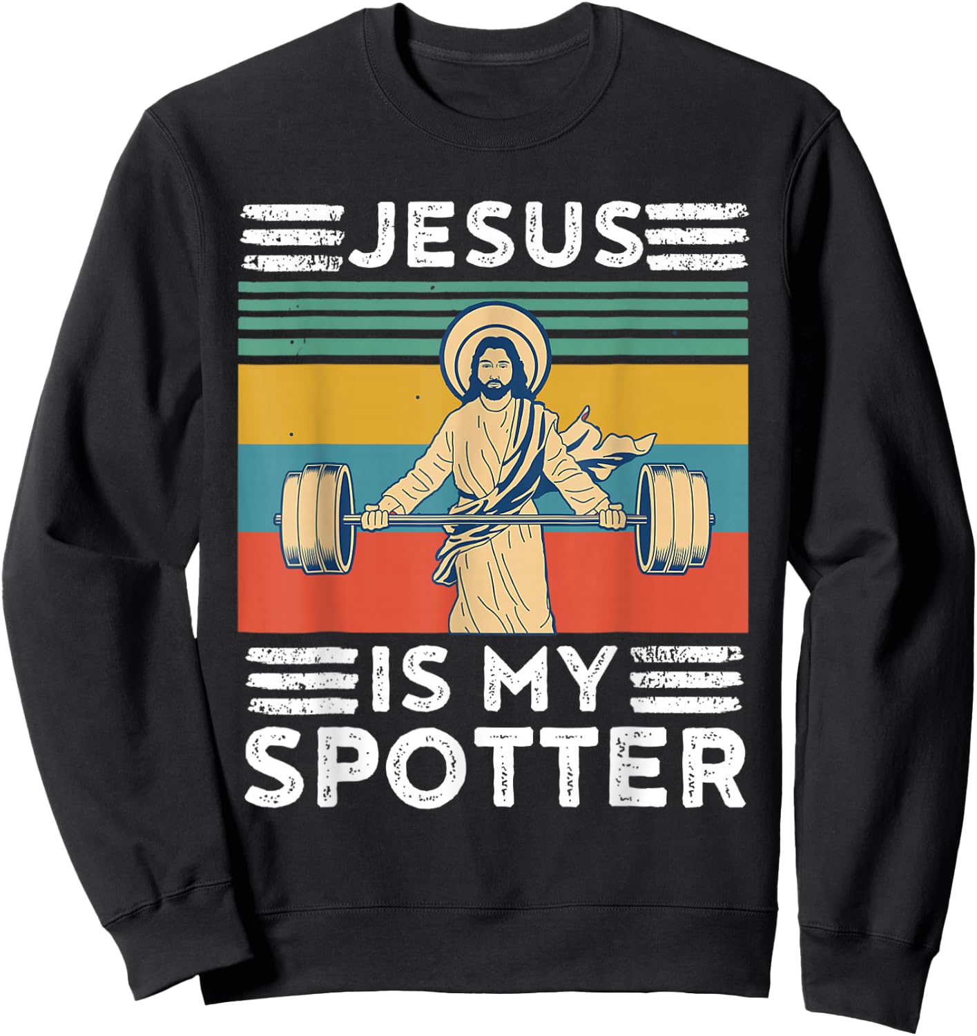 Christian Athlete Apparel Workout Gym Jesus Is My Spotter Sweatshirt - Sweatshirt | Black