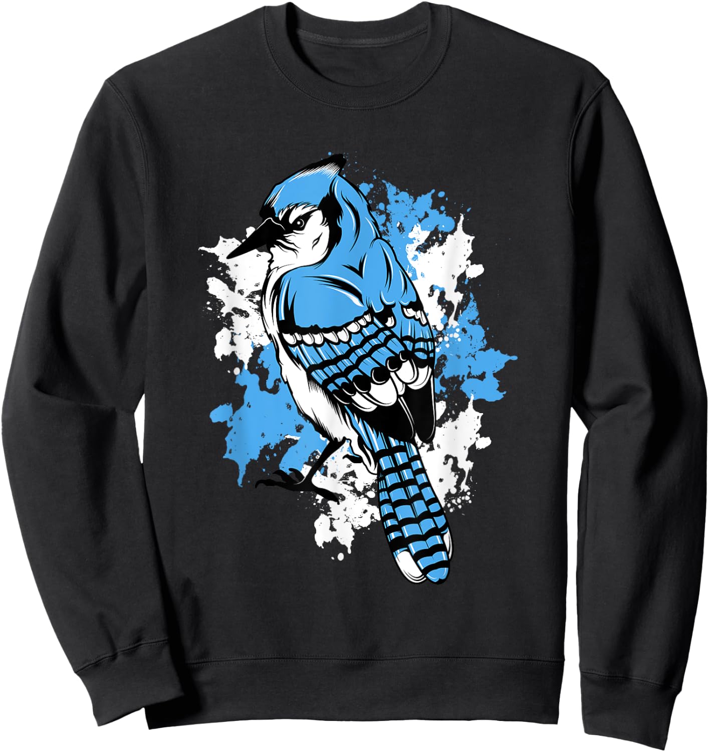 Threadrock Blue Jay Bird Lover Sweatshirt - Sweatshirt | Black