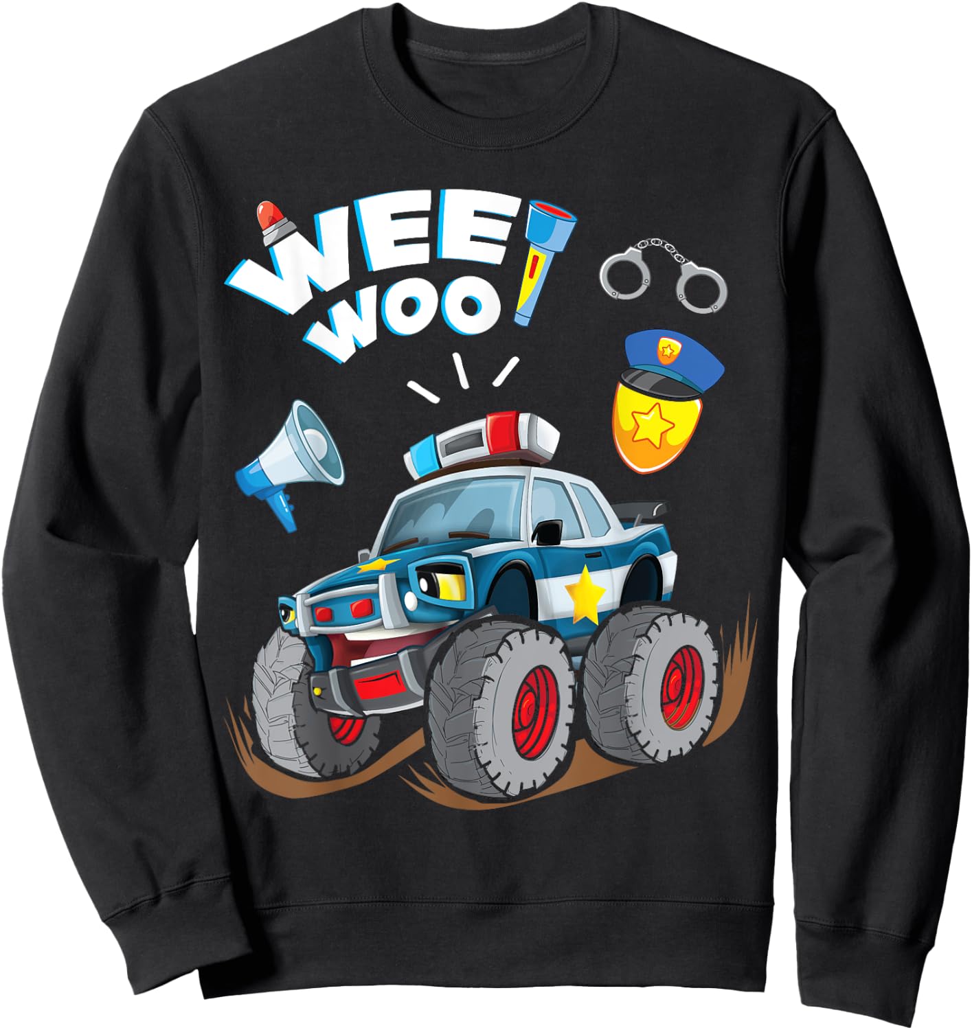 Funny Monster Truck Police Car Boy Wee Woo Cop Policeman Sweatshirt - Sweatshirt | Black