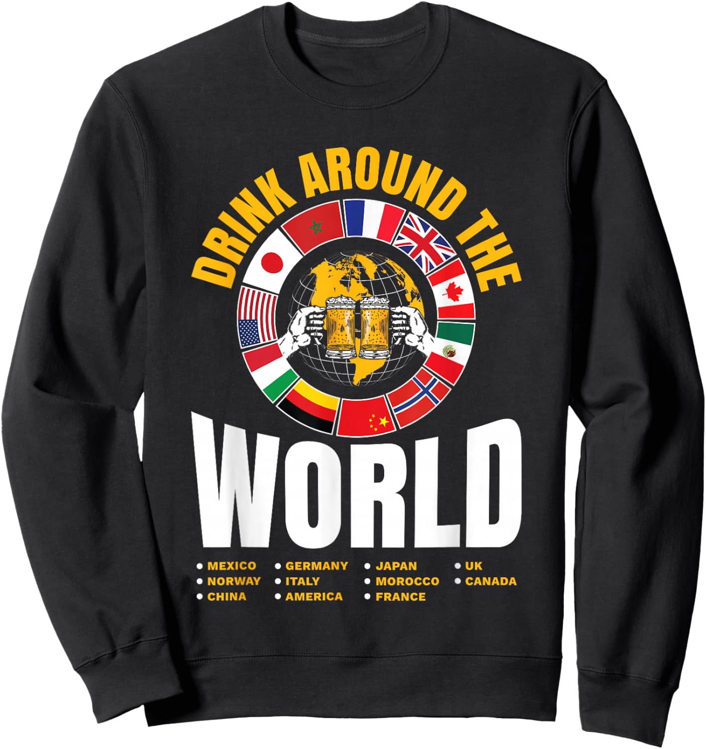 Vacation Drinking Around The World Funny Beer Lover Travel Sweatshirt - Sweatshirt | Black