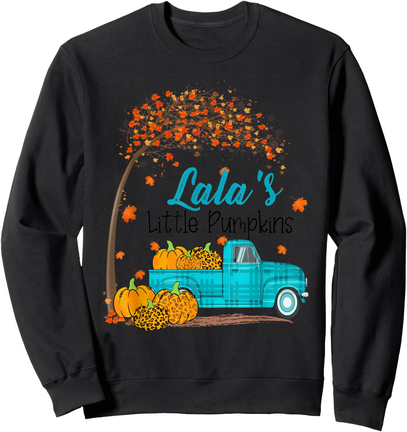 Autumn Tree lala's Little Pumpkins Blue Truck - Fall Sweatshirt - Sweatshirt | Black