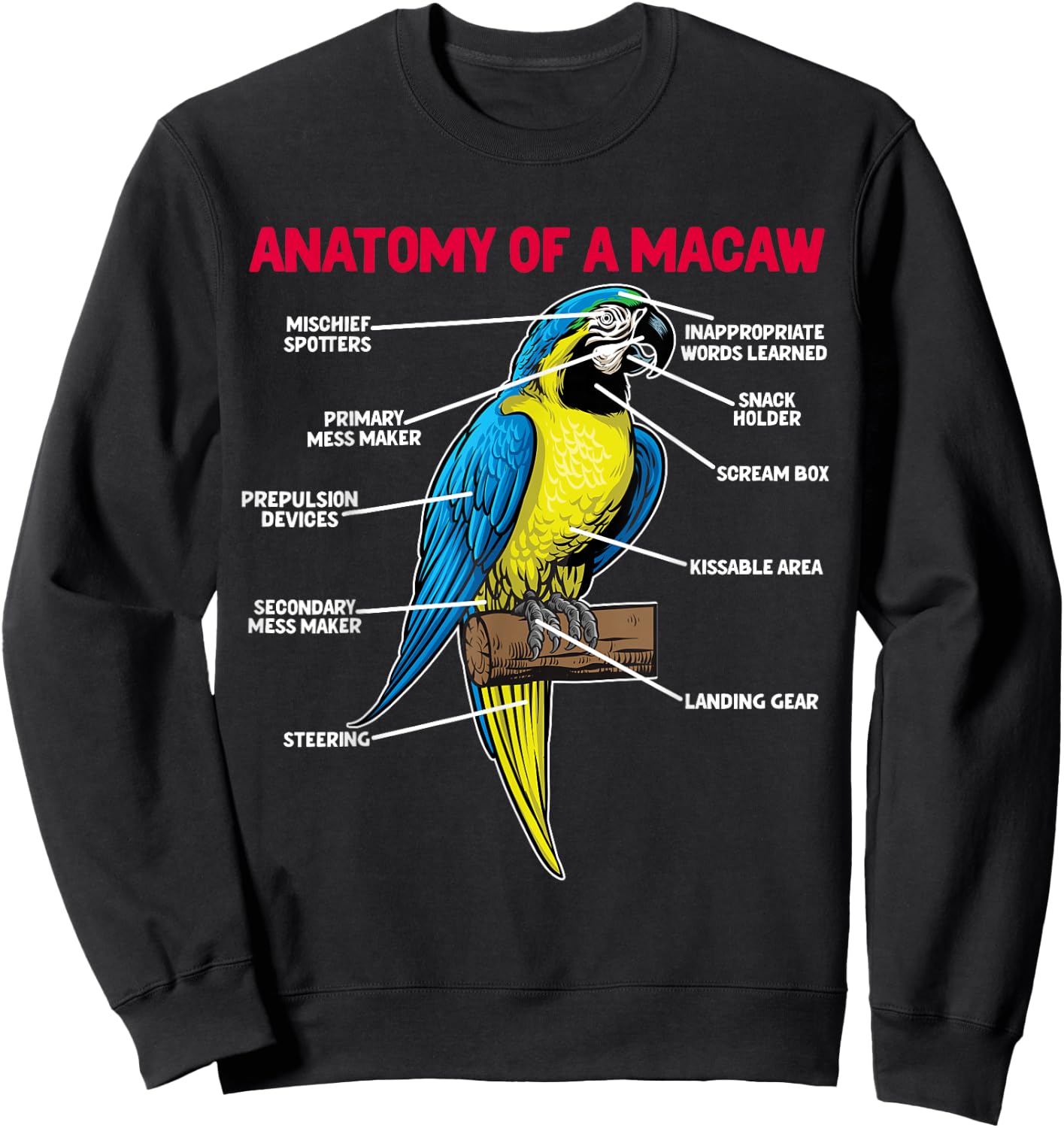 Anatomy Of A Macaw Owner Macaw Parrot Lover Sweatshirt - Sweatshirt | Black