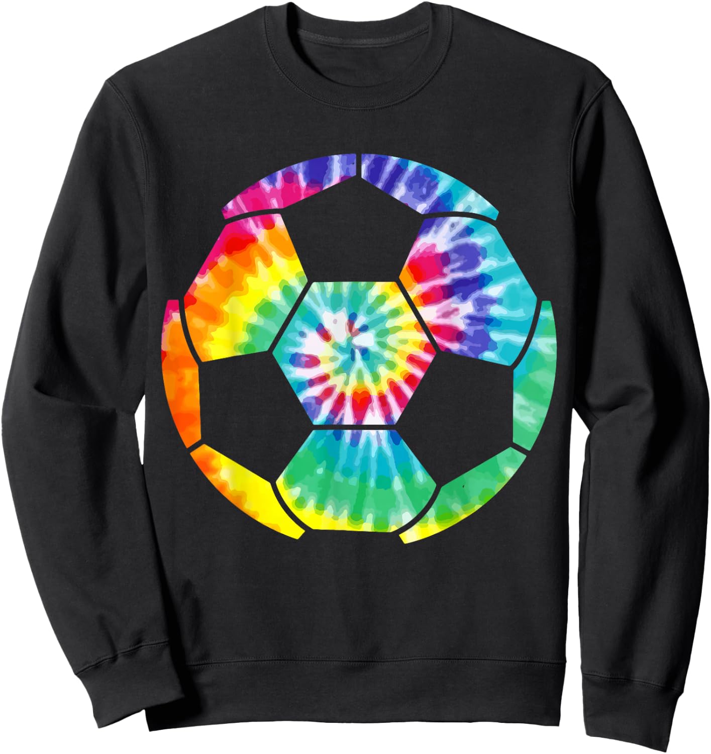 Soccer Player Soccer Ball Tie Dye Men Boys Girls Vintage Sweatshirt - Sweatshirt | Black