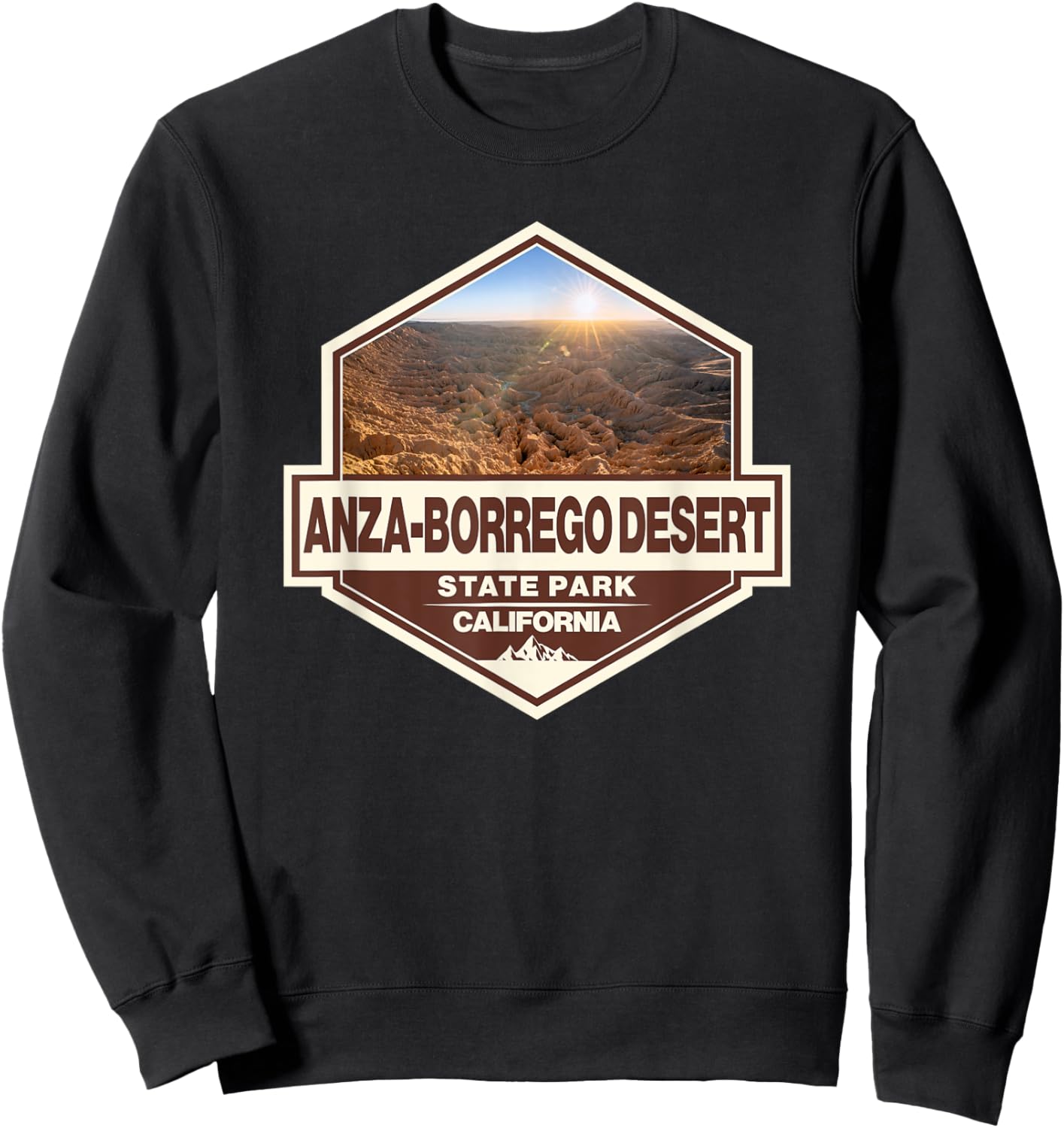 Anza-Borrego Desert California Travel Art Badge Vintage Sweatshirt - Sweatshirt | Black