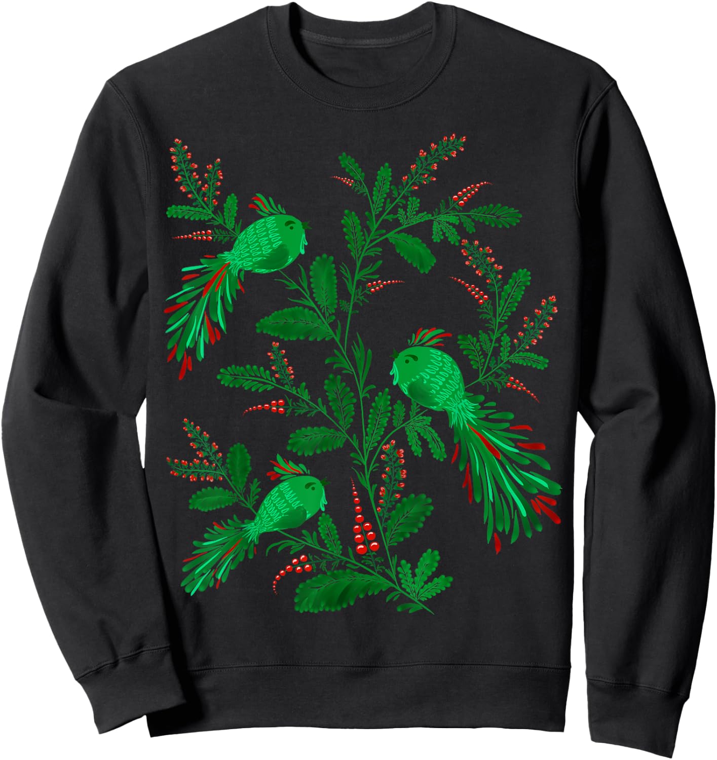 Magic Birds - Cute Floral Vintage Ukrainian Vyshyvanka Style Sweatshirt - Sweatshirt | Black