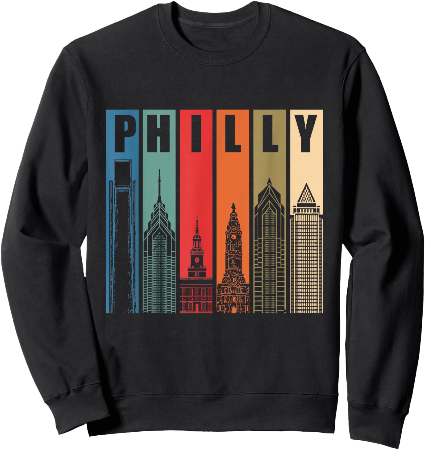 Philly Retro Vintage Philadelphia Skyline Philly City Pride Sweatshirt - Sweatshirt | Black