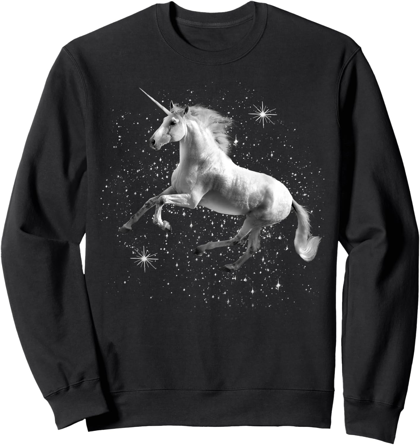 Unicorn Black and White Starry Stars Sweatshirt - Sweatshirt | Black