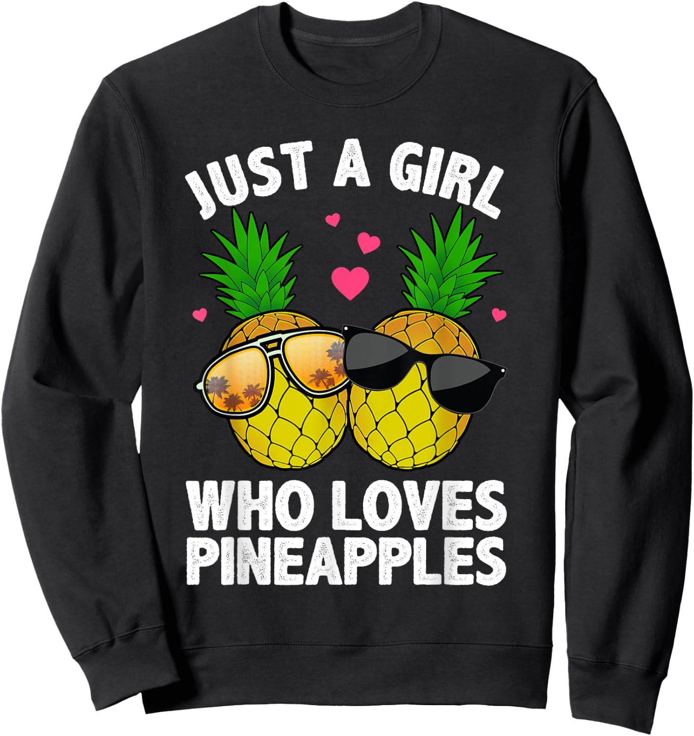 Cool Pineapple Art Girls Hawaiian Aloha Pineapples Sweatshirt - Sweatshirt | Black