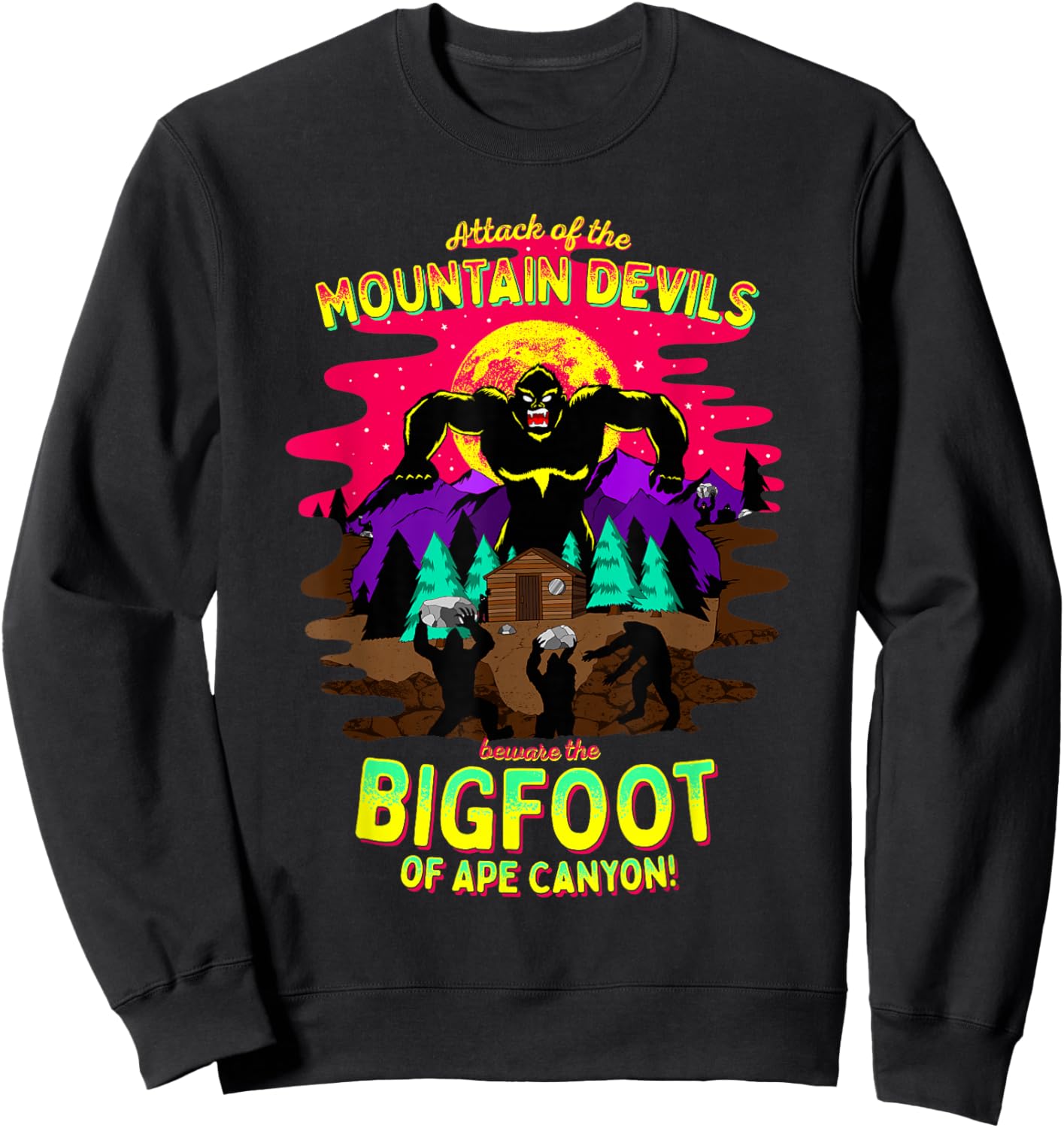 Bigfoot Battle of Ape Canyon Mt St Helens 1924 Retro Cryptid Sweatshirt - Sweatshirt | Black