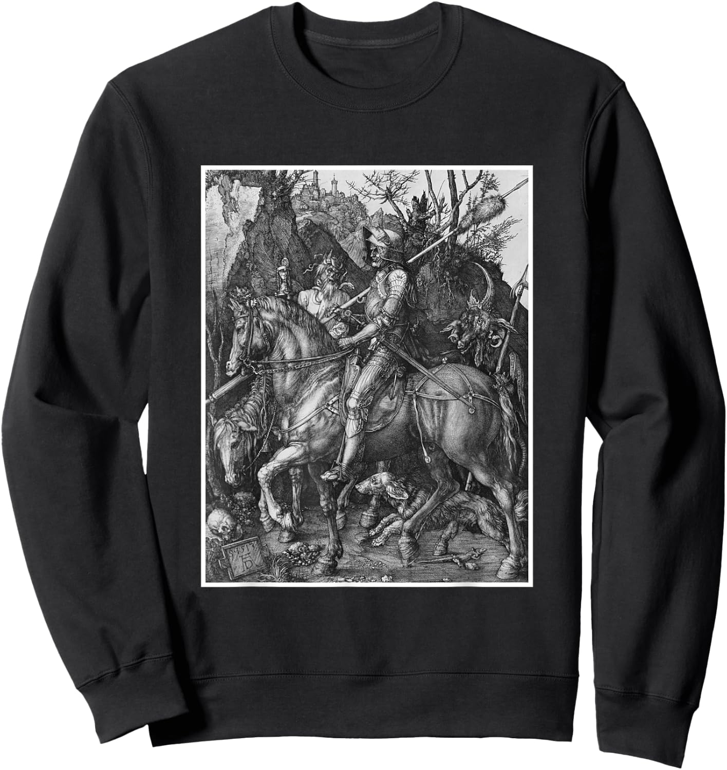 Medieval Knight Death & The Devil Art History Albrecht Durer Sweatshirt - Sweatshirt | Black