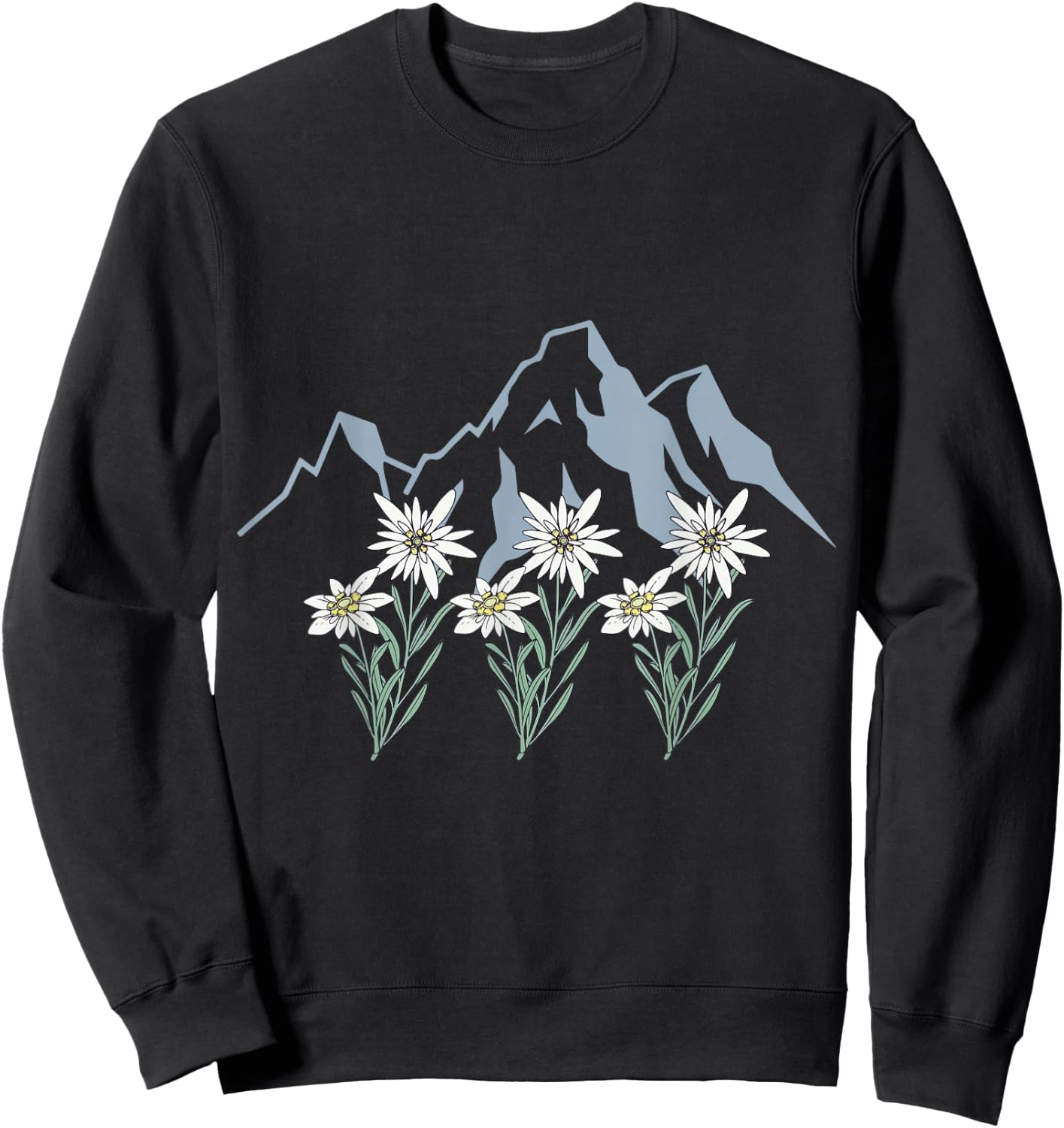 Mountains Switzerland Alps Edelweiss basket alpine flower Sweatshirt - Sweatshirt | Black