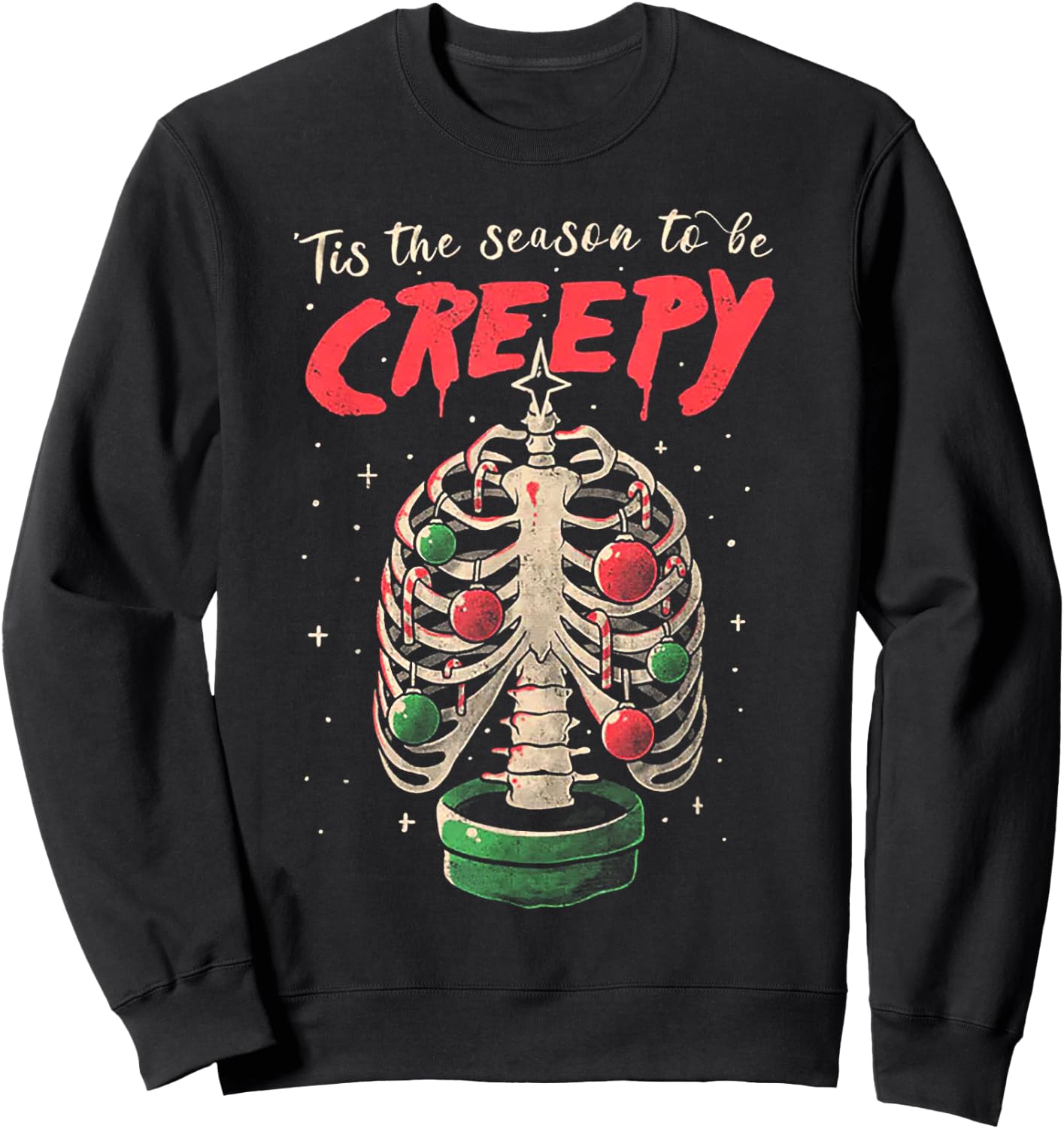 Tis The Season To Be Creepy Skeleton Tree Xmas Sweatshirt - Sweatshirt | Black