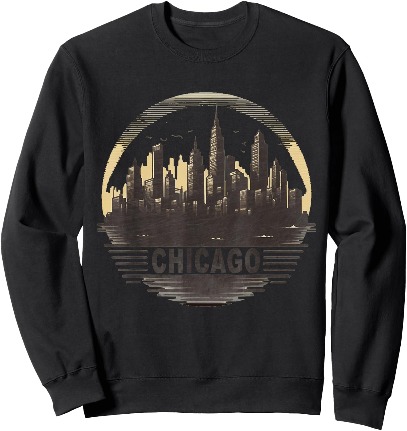 Retro style Chicago Illinois city skyline Sweatshirt - Sweatshirt | Black