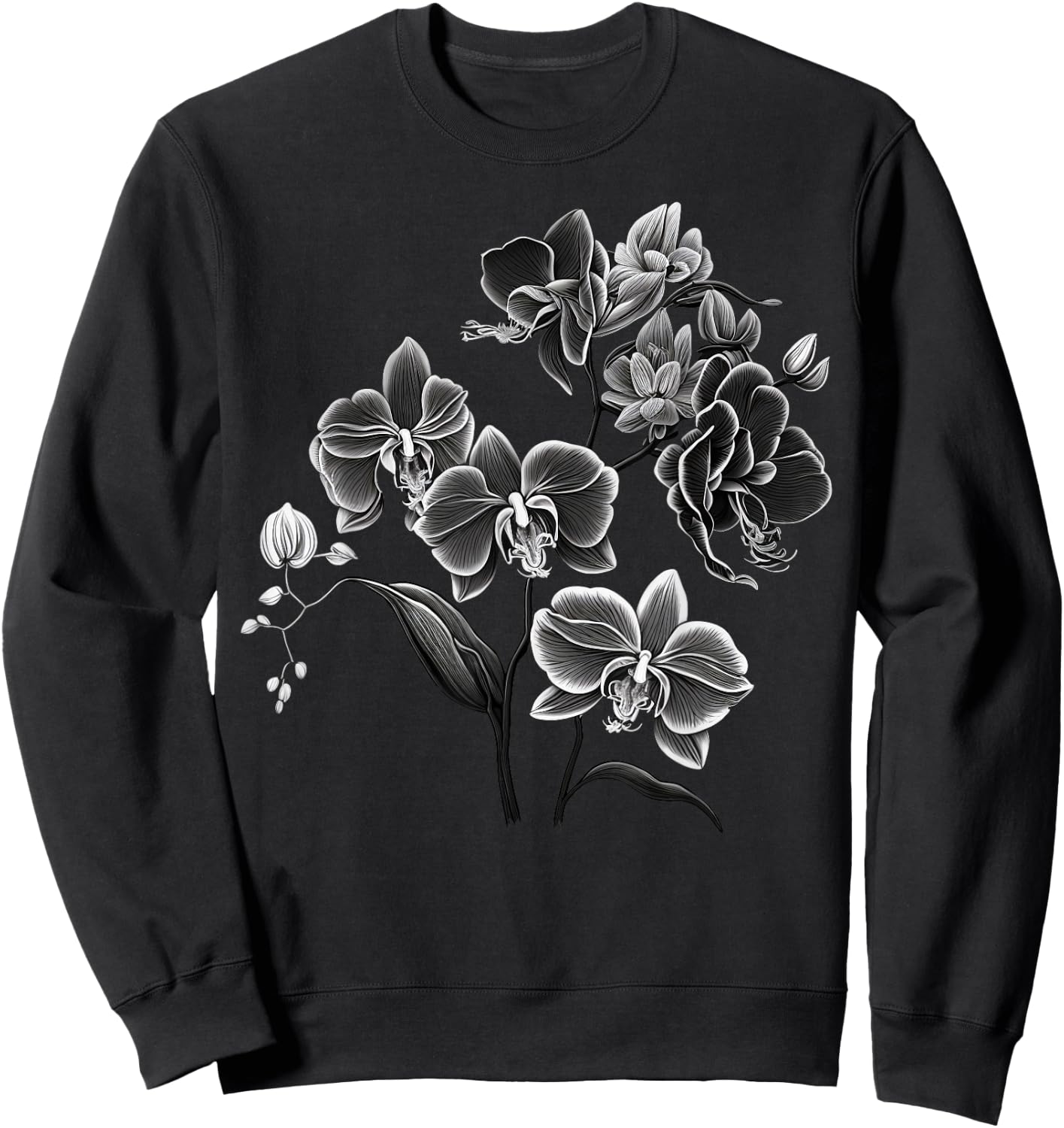 Simple Orchid Flower on black and white Orchid Sweatshirt - Sweatshirt | Black
