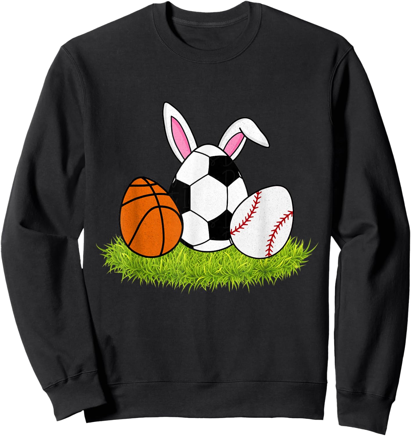 Kids Easter Boys Baseball Basketball Soccer Bunnies Rabbit Sweatshirt - Sweatshirt | Black