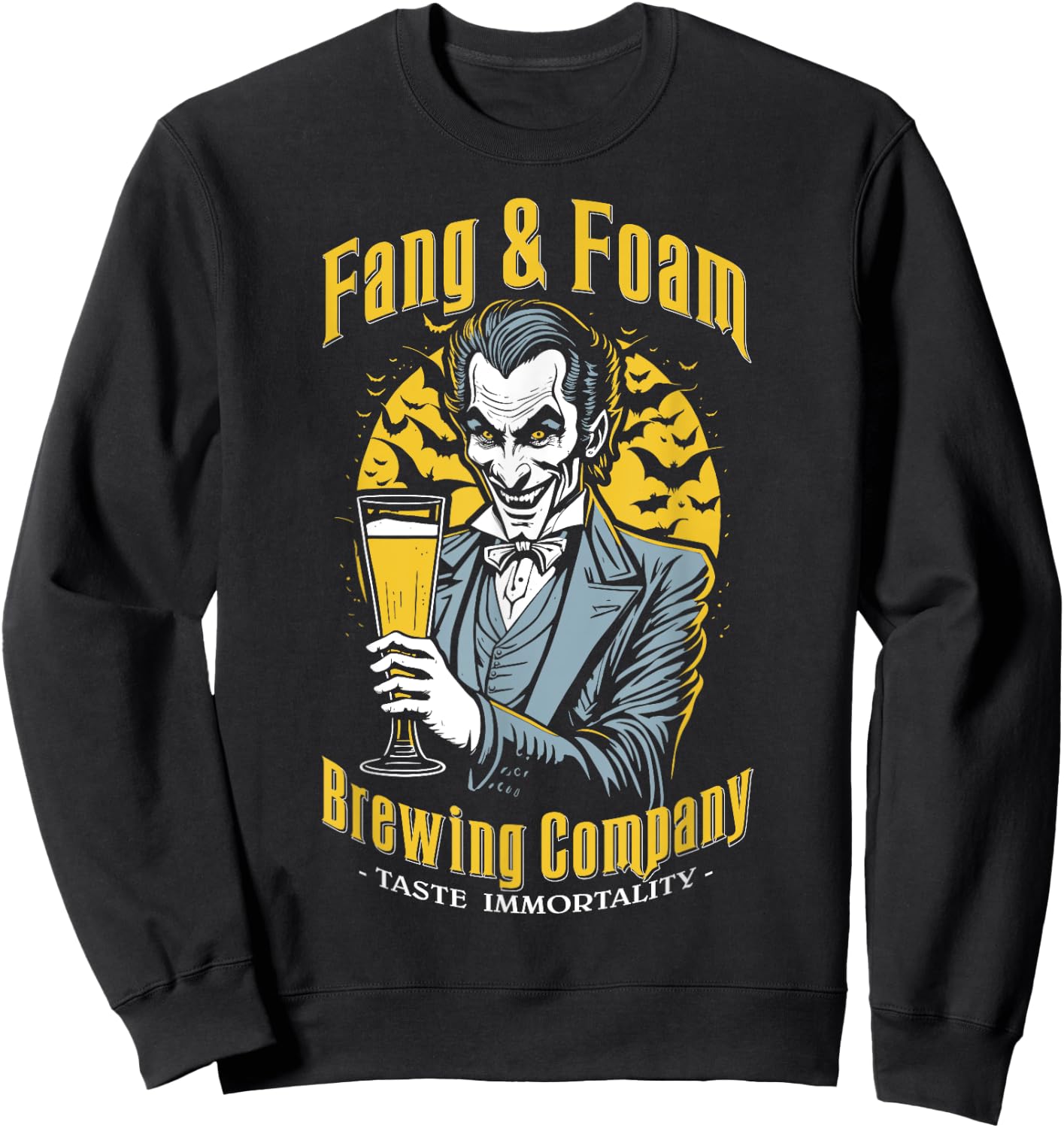 Halloween Beer Funny Gothic Count Dracula Vampire Brewing Sweatshirt - Sweatshirt | Black