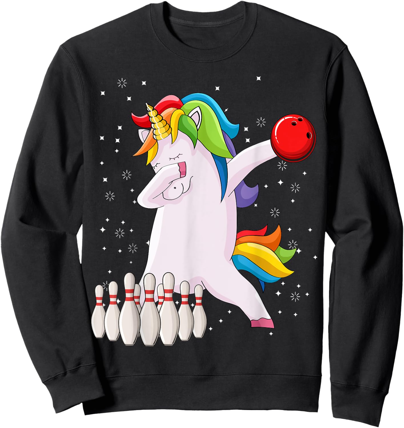 Dabbing Unicorn Bowling Ball Funny Bowling Sweatshirt - Sweatshirt | Black