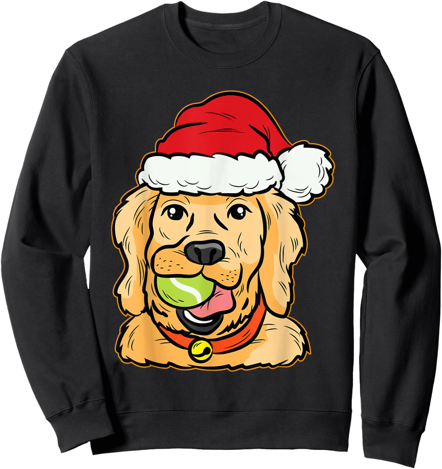 Golden Retriever Tennis Ball Christmas Pajama Dog Puppy Xmas Women Kids Sweatshirt - Sweatshirt | Black