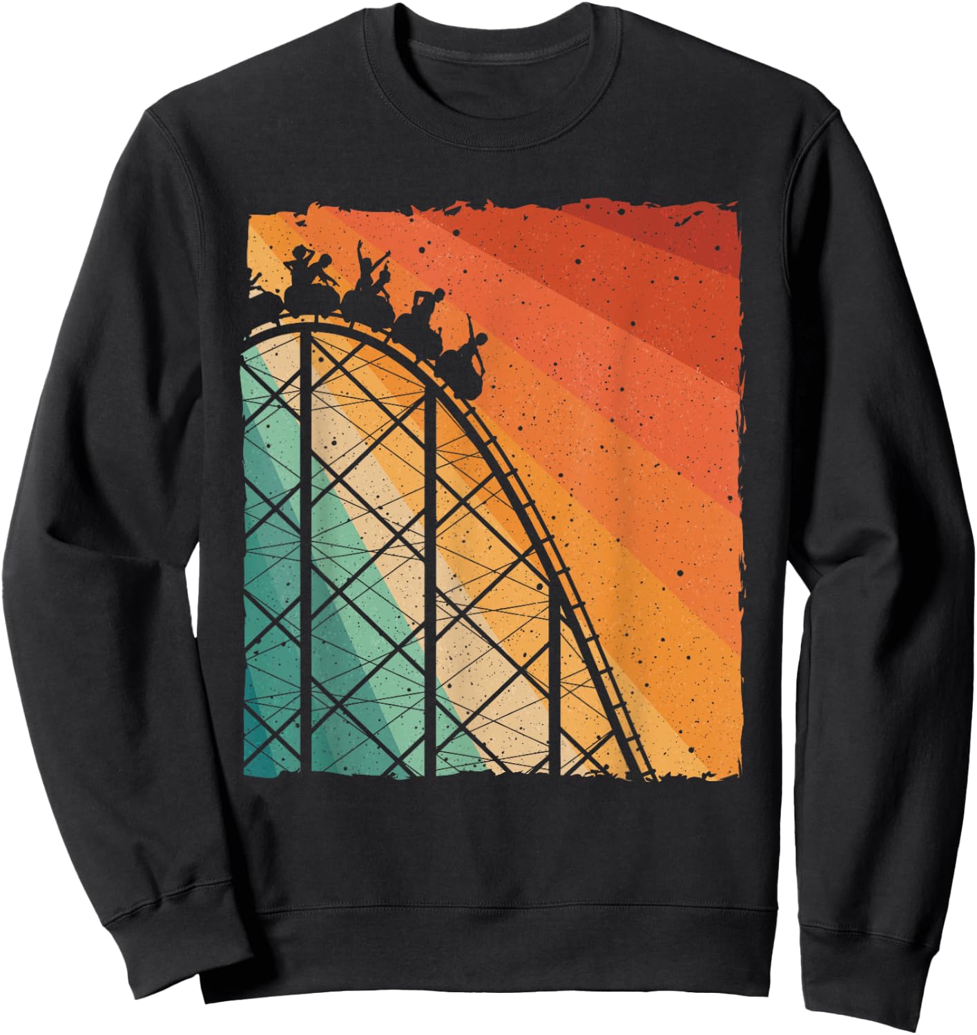 Cute Vintage Roller Coaster Design Men Women Amusement Park Sweatshirt - Sweatshirt | Black