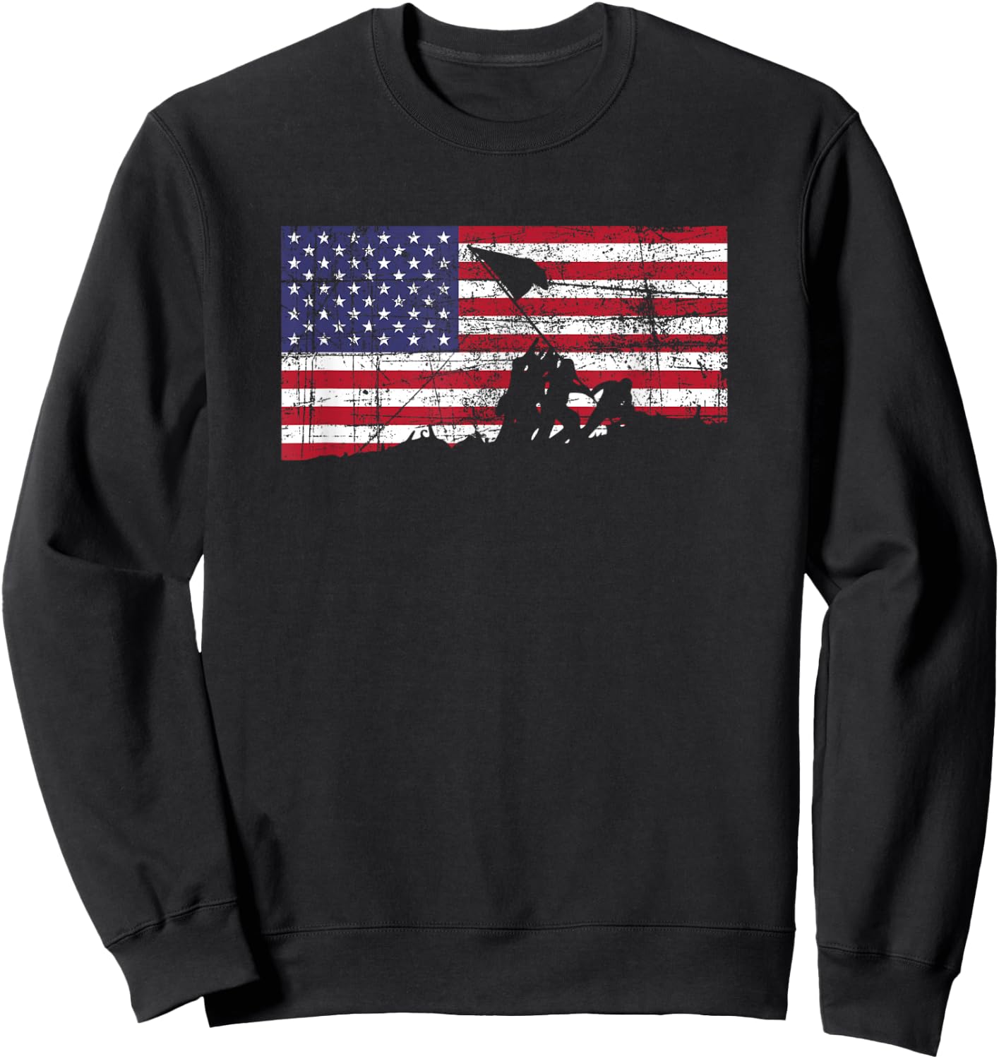 American Flag Patriot Battle of Iwo Jima Sweatshirt - Sweatshirt | Black