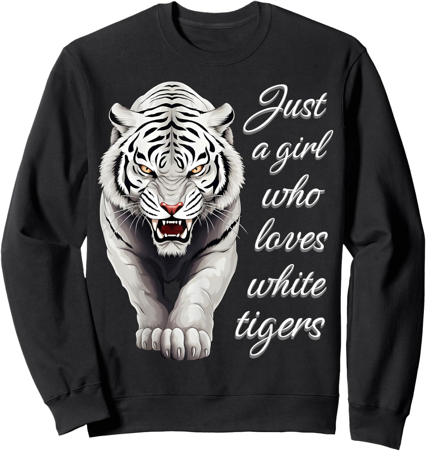 Just A Girl Who Loves White Tigers - Wild Animal Lover Tiger Sweatshirt - Sweatshirt | Black
